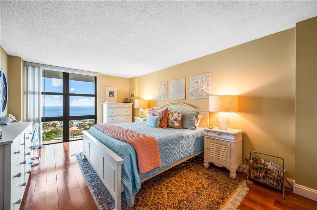Large master bedroom with direct ocean views.