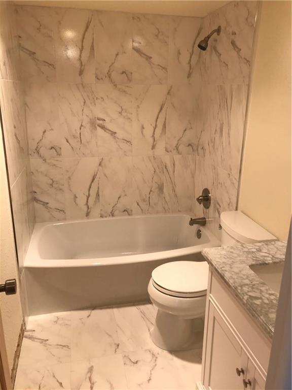 Second bathroom, tub and shower, all new, granite, marble
