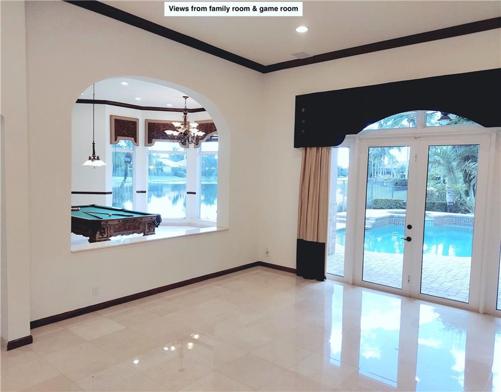View from kitchen overlooking family & game room