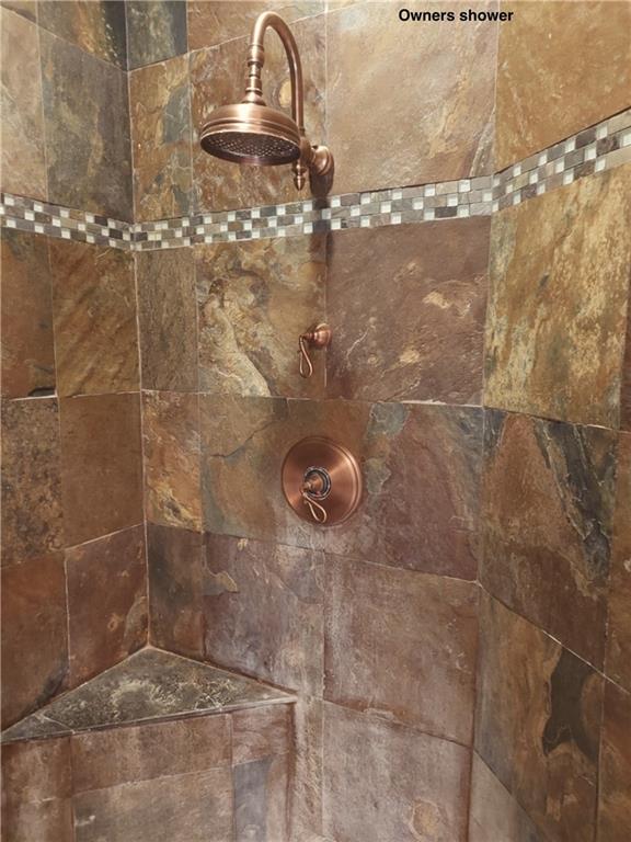 Steam shower with a seat.