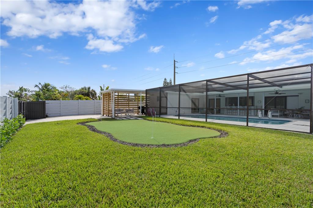 three-hole putting green