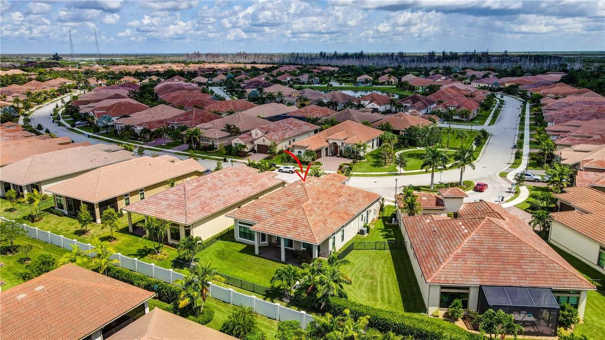 Aerial view of 11752 Cantal Cir S backyard, showcasing the premium lot location.