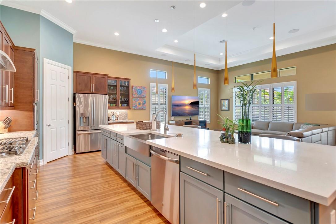 The Kitchen was upgraded to include a stainless steel Farmhouse kitchen sink and a commercial grade garbage disposal with an air switch.