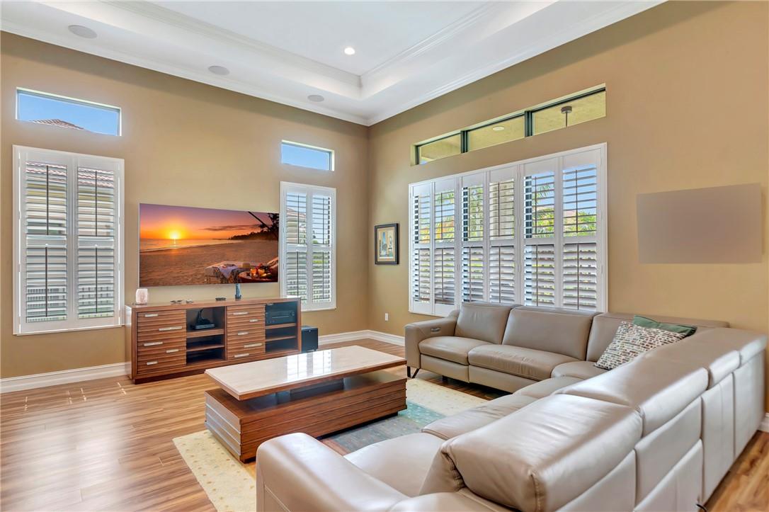 The Living Room features a 5.1 surround sound stereo system to include Onkyo TX-NR585, 7.2 Channel Network A/V Receiver, Sunfire Sub-Woofer #SDS8 and five ceiling surround sound speakers.