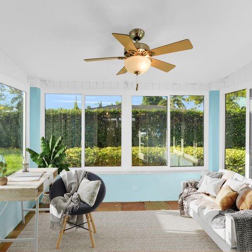 Staged florida room or den