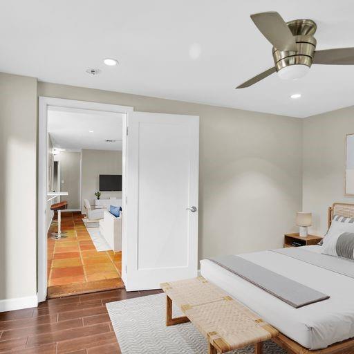 Master bedroom staged