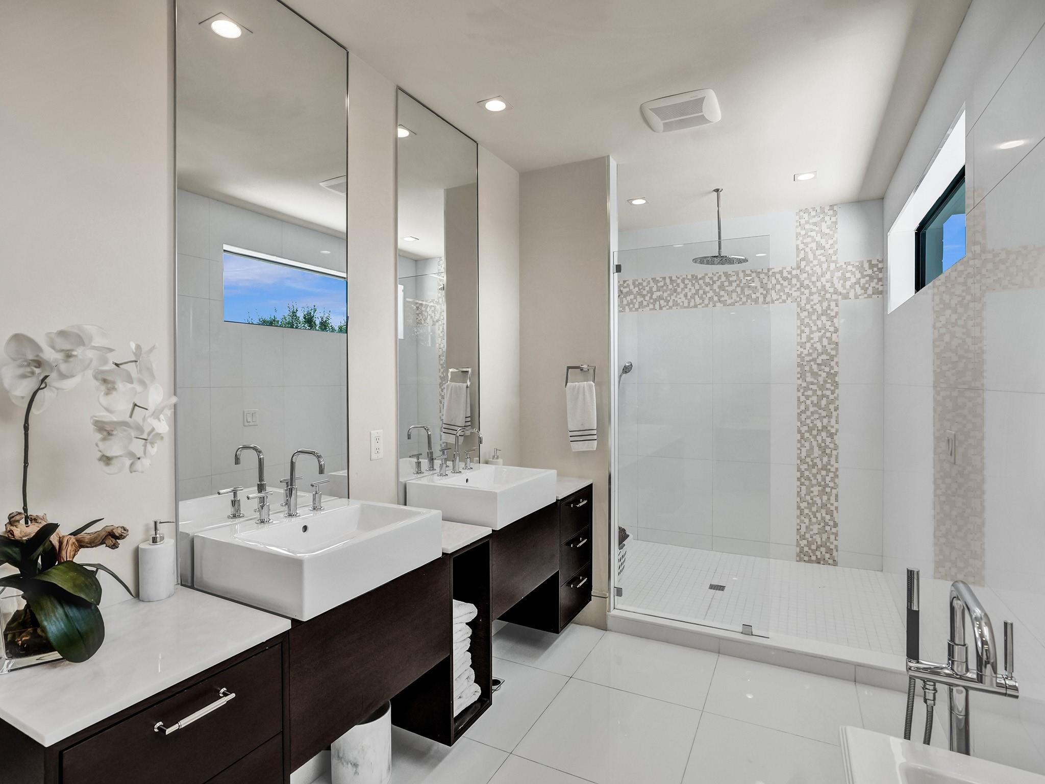 Oversized Walk In Shower and Dual Vanities!