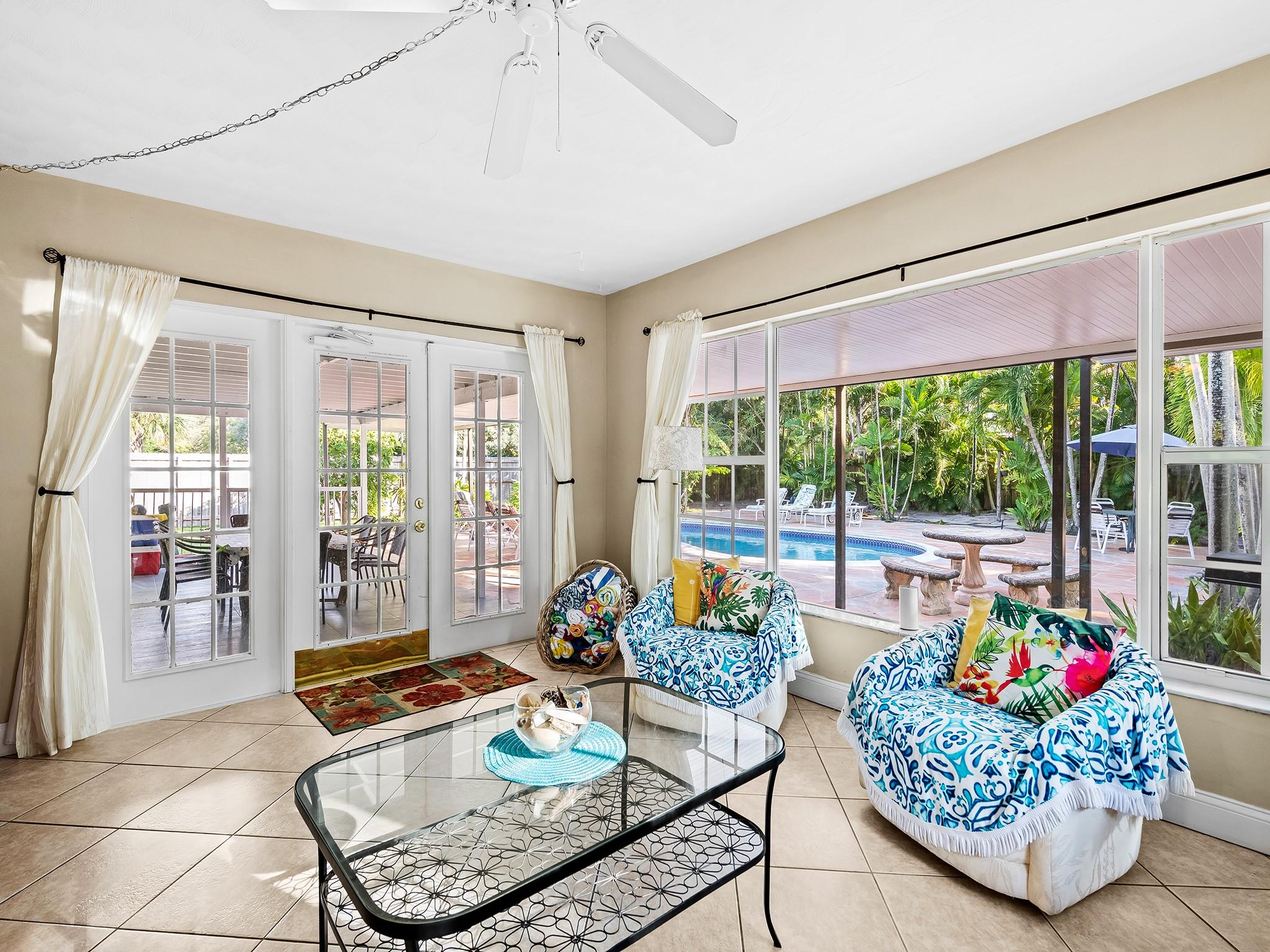 Main house sun room, pool views!