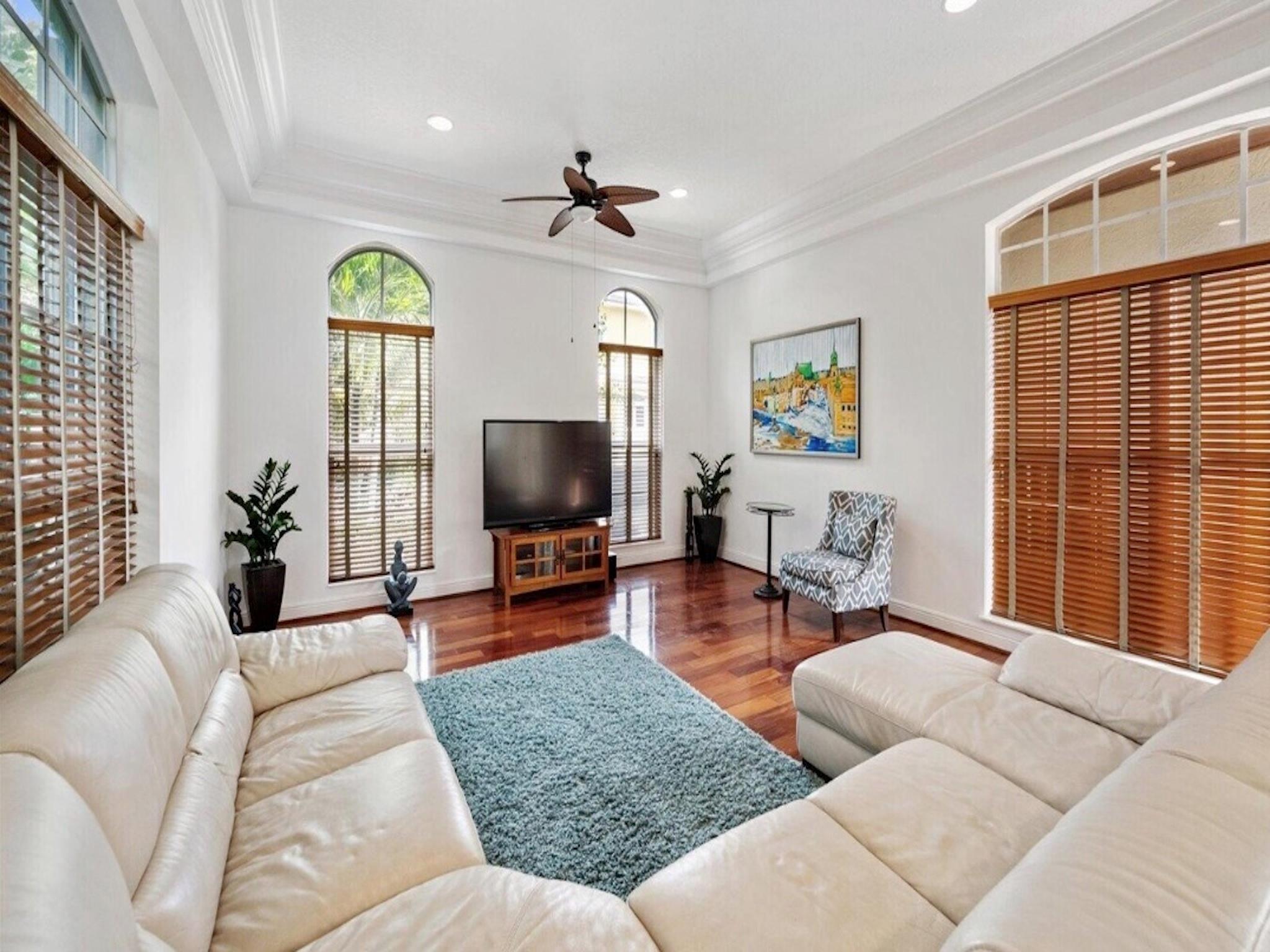 Spacious Living Room With Arched Windows