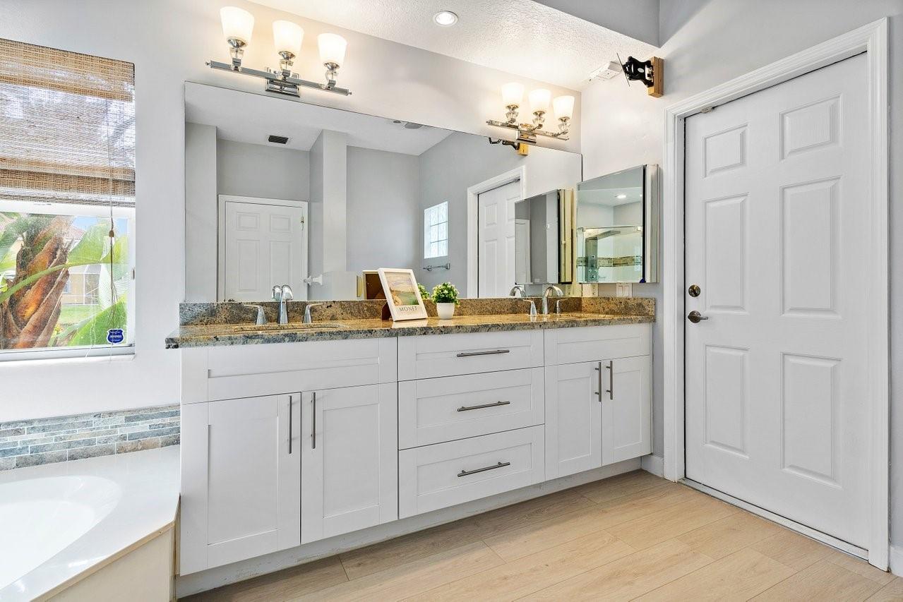 Primary bathroom is newly remodeled and extraordinary!