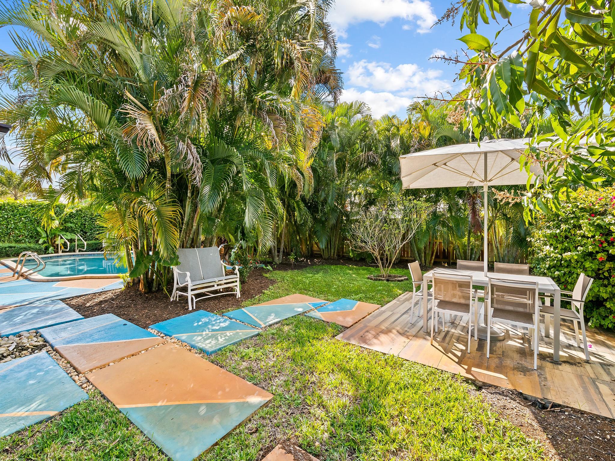 Backyard dining area