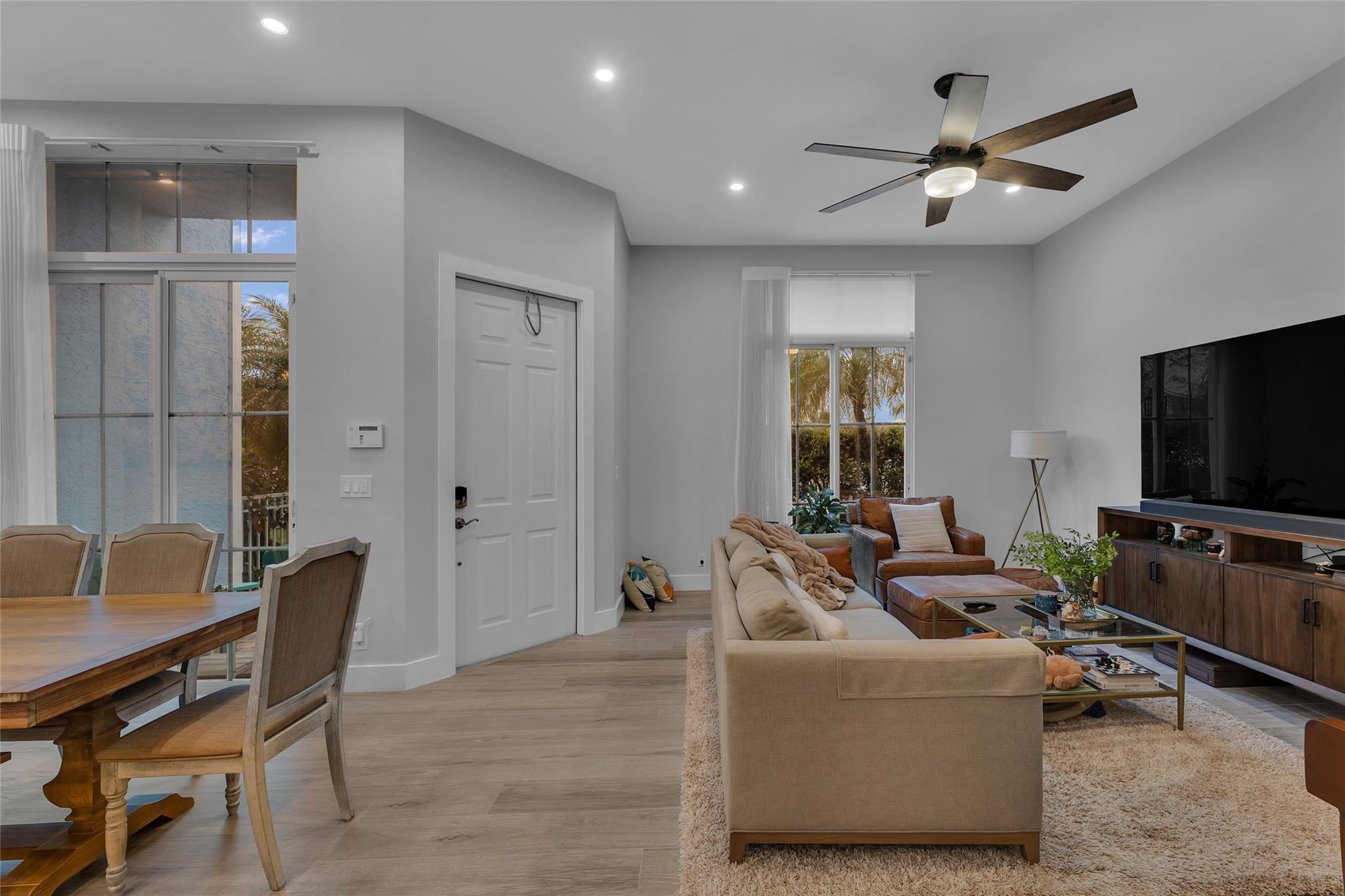 Living room and dining room combo with great natural light