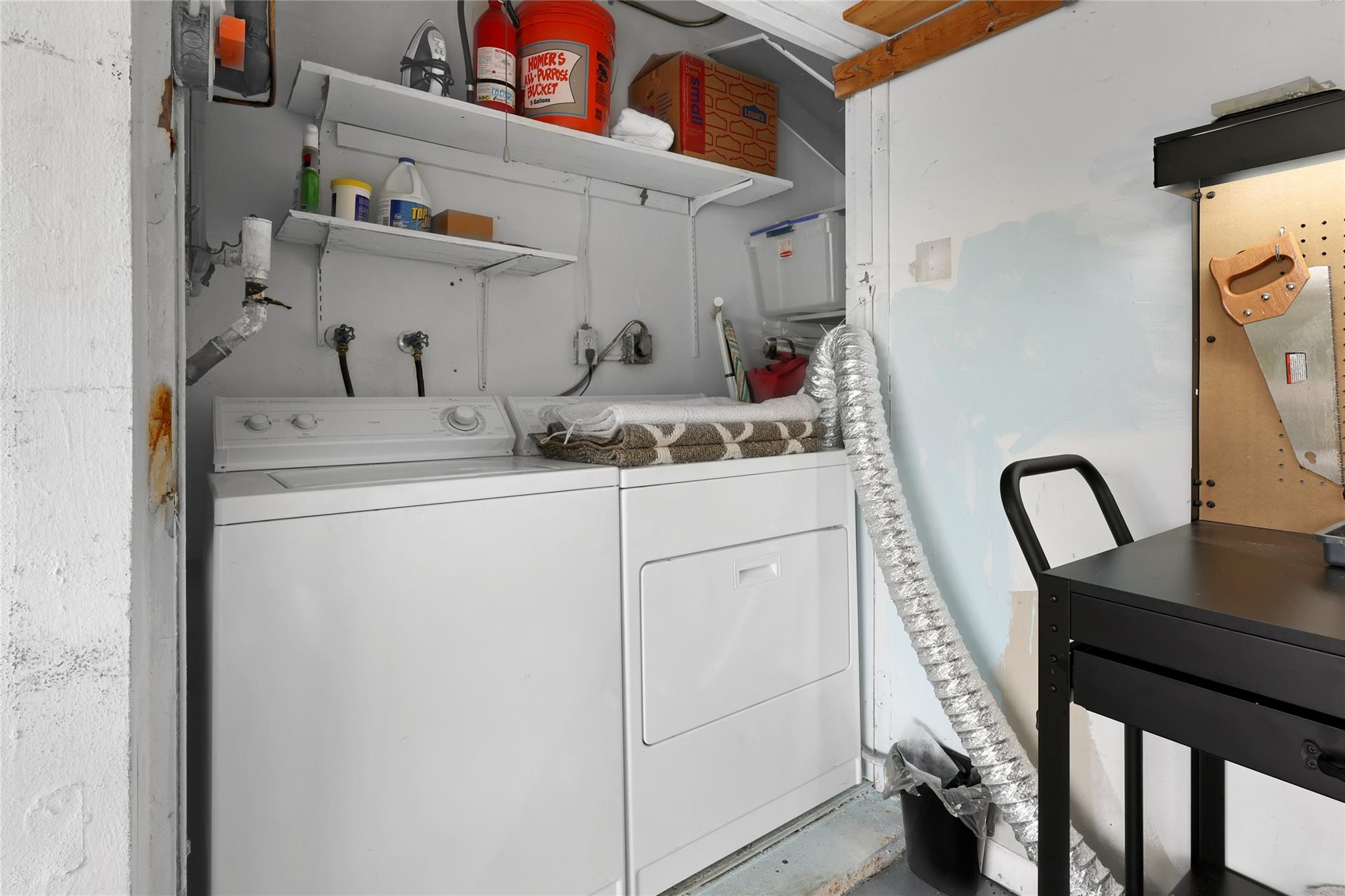 Washer and Dryer in Garage.