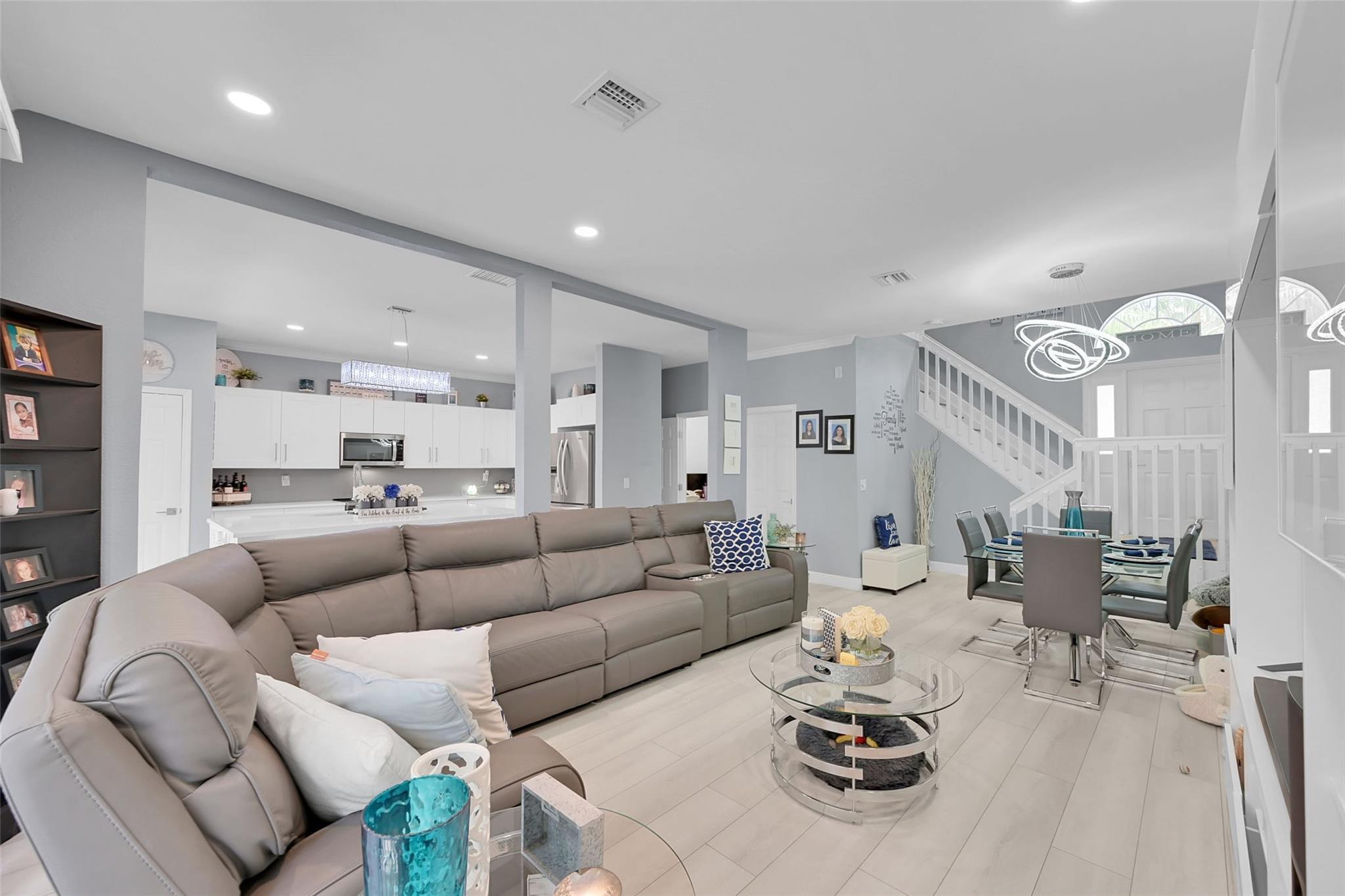 Family room and dining room