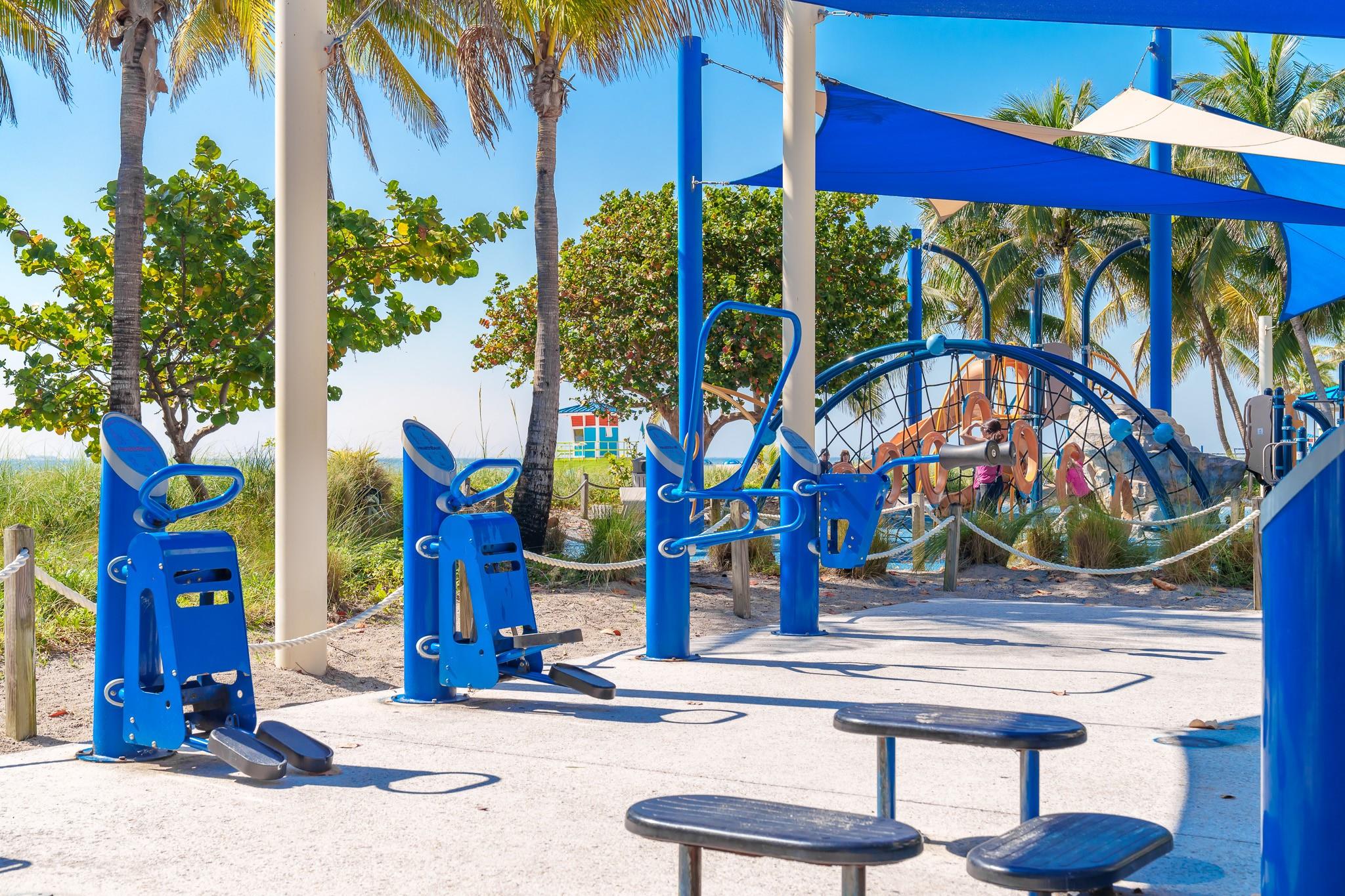 Our awesome beachside work out area, just north of the Fisher Family Fishing Pier