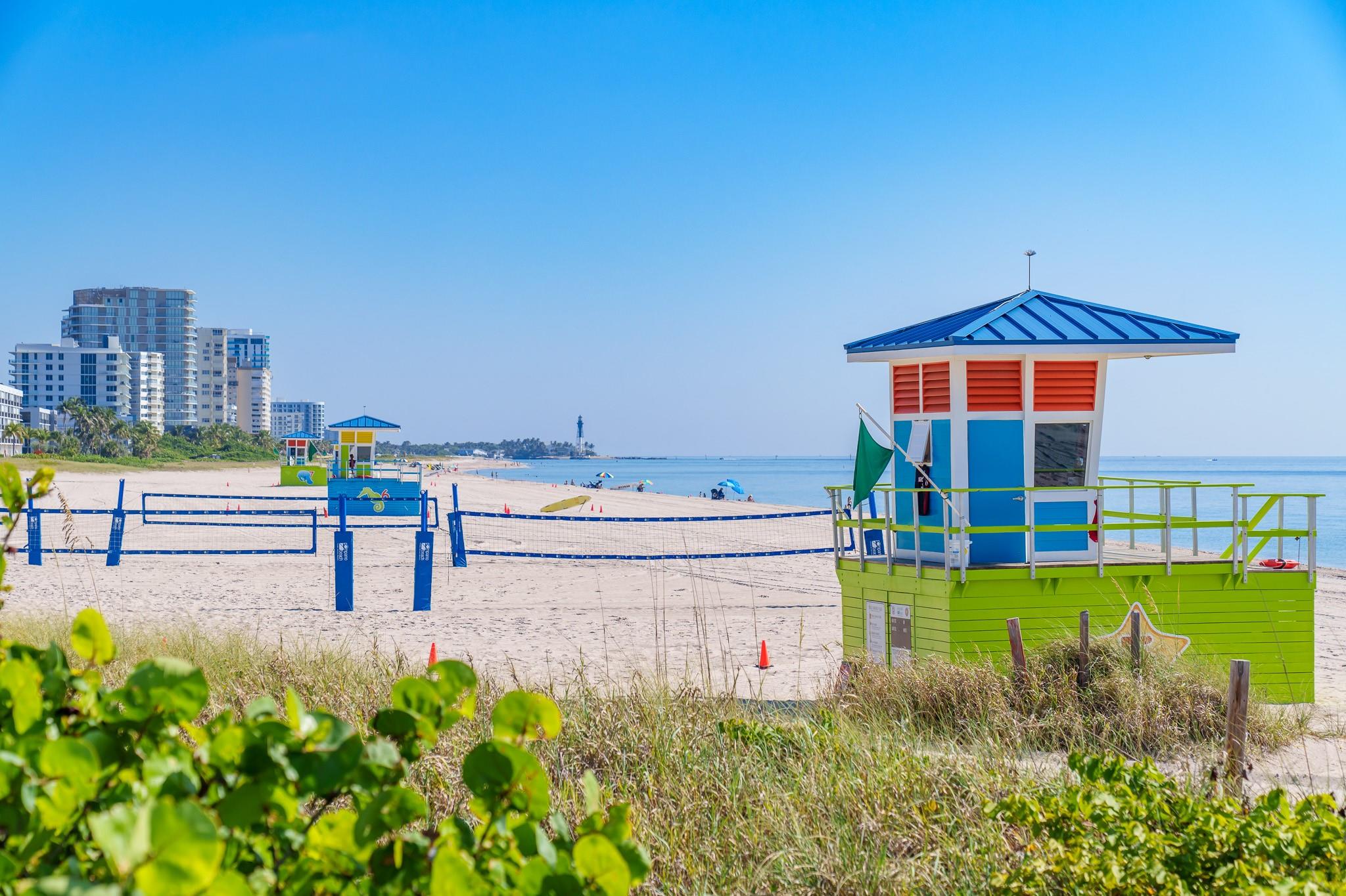 Newly designed guard stations and lots of volley ball happening here!