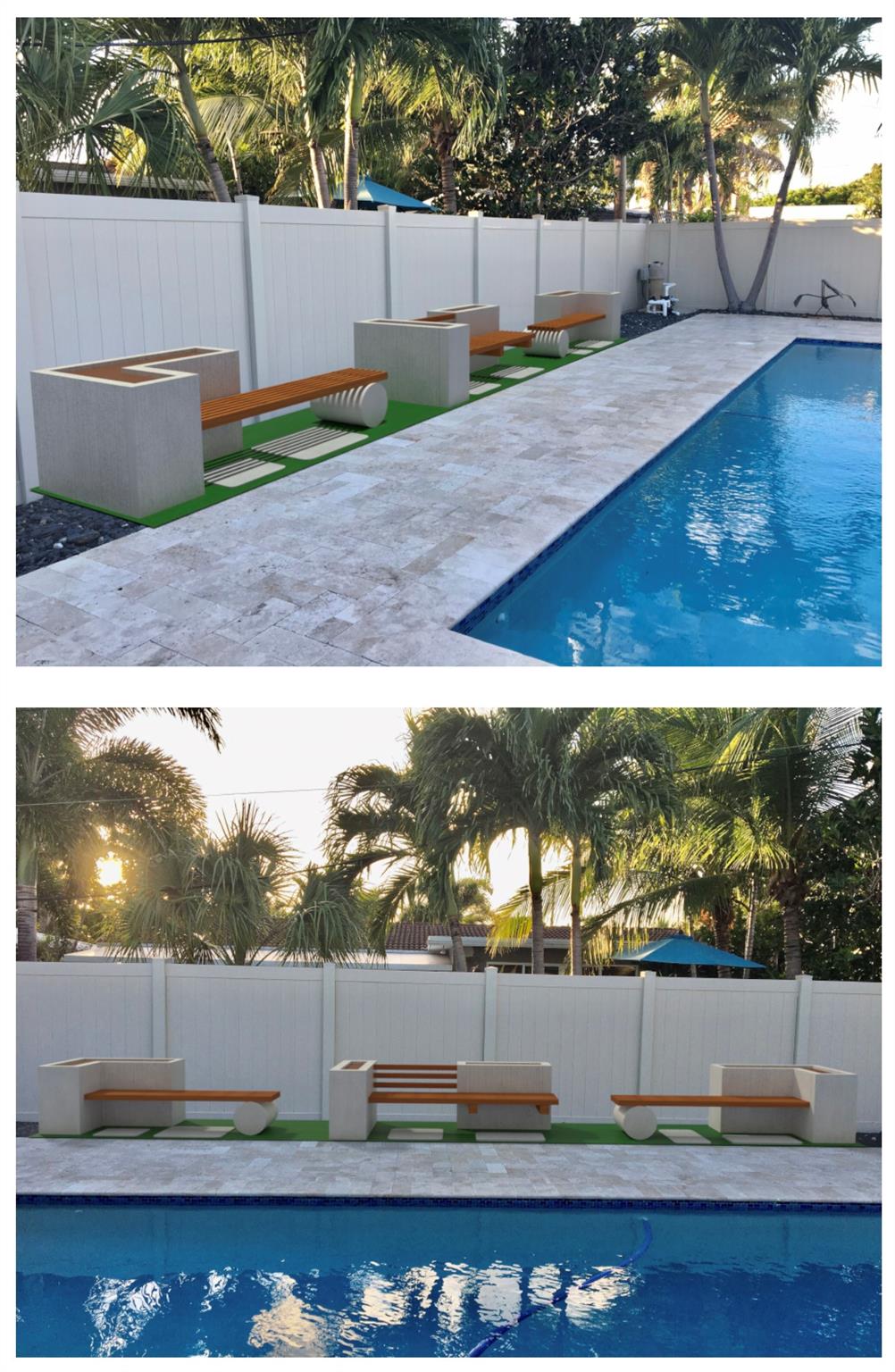 VIRTUAL planter / bench IDEA FOR BACKYARD