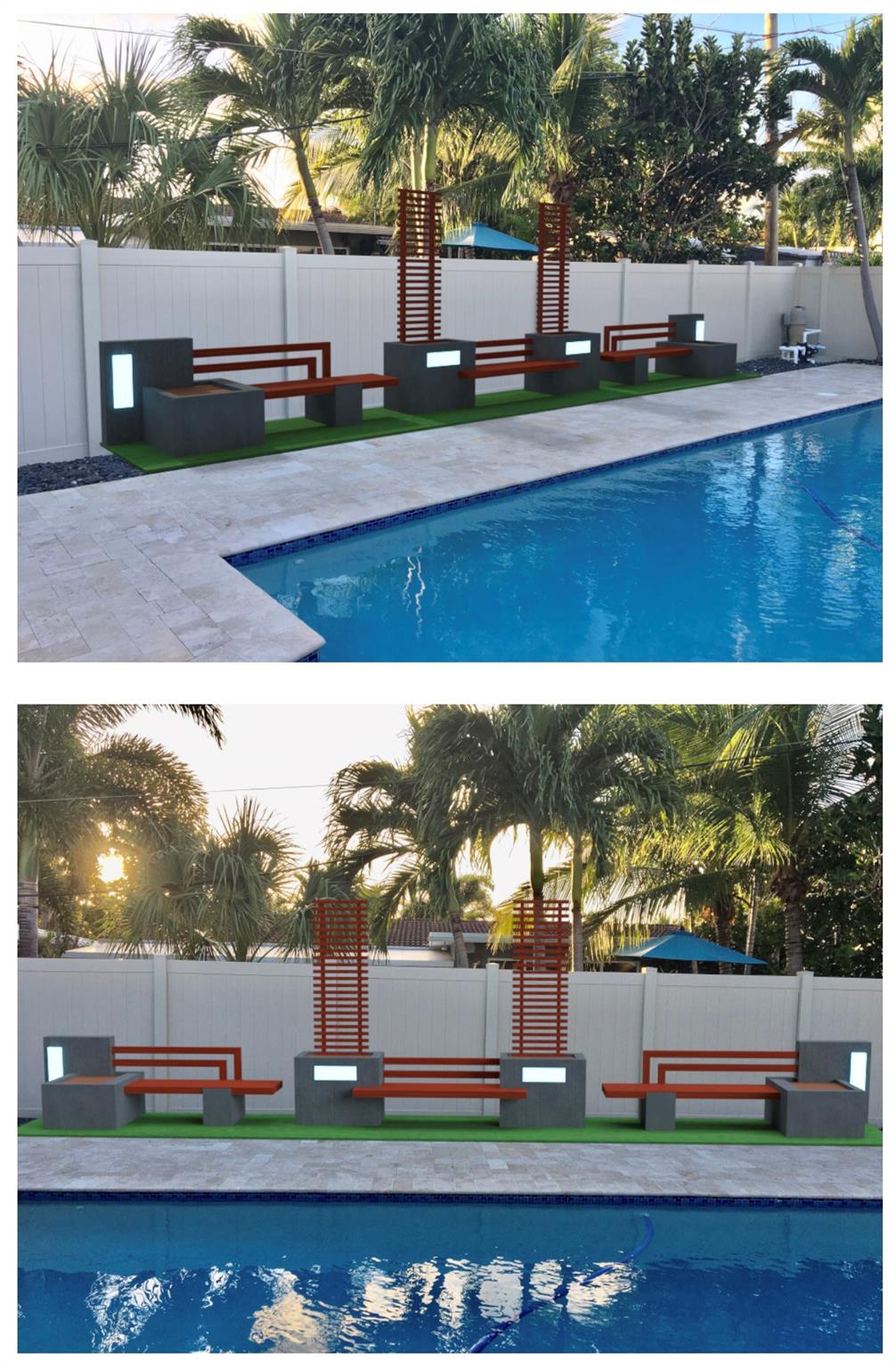 VIRTUAL planter / bench IDEA FOR BACKYARD