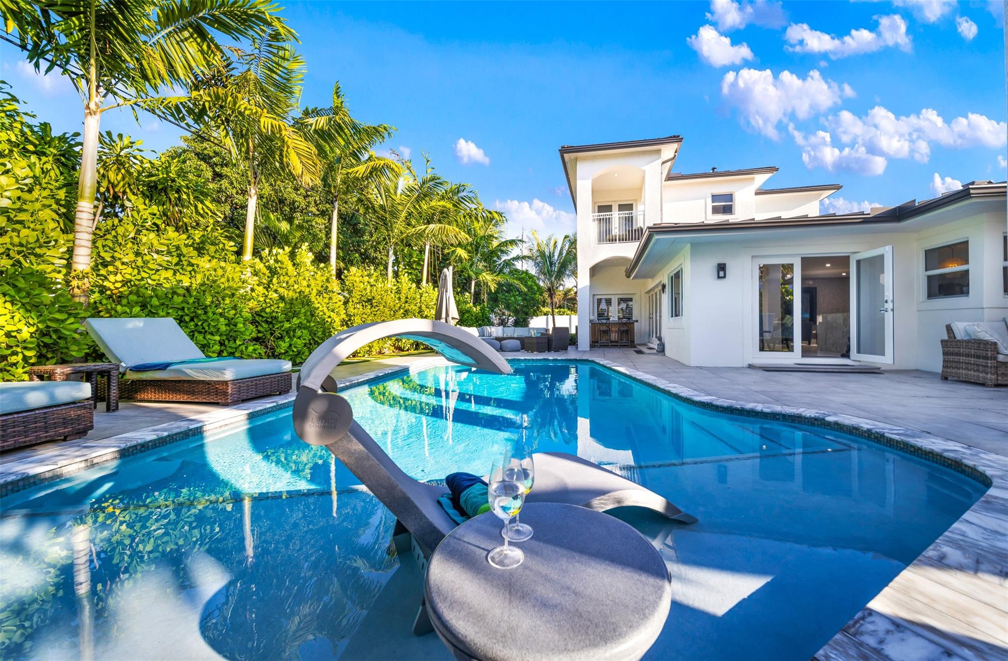 Enjoy the lounge area in your saltwater pool