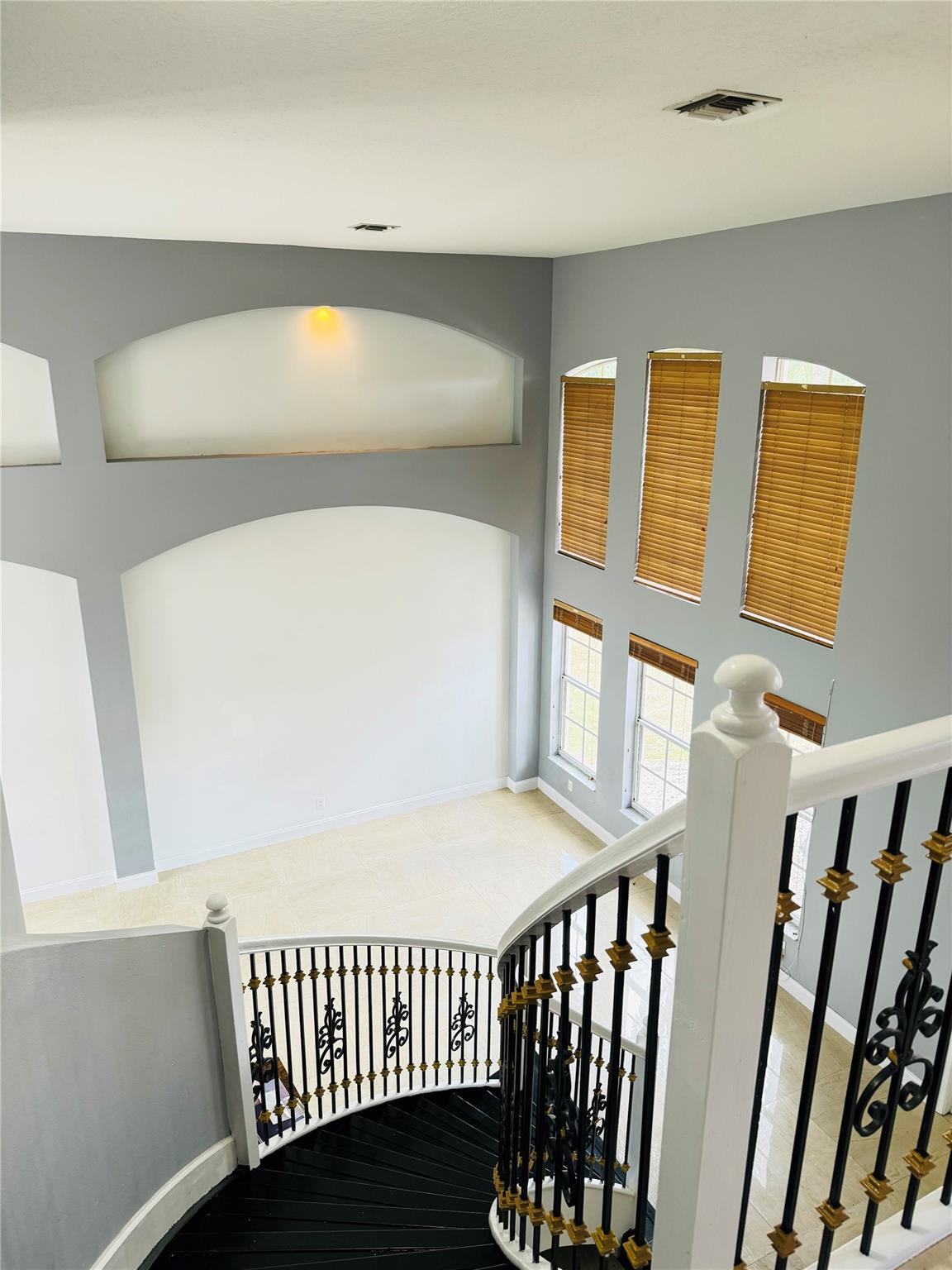 view of formal dining room from loft