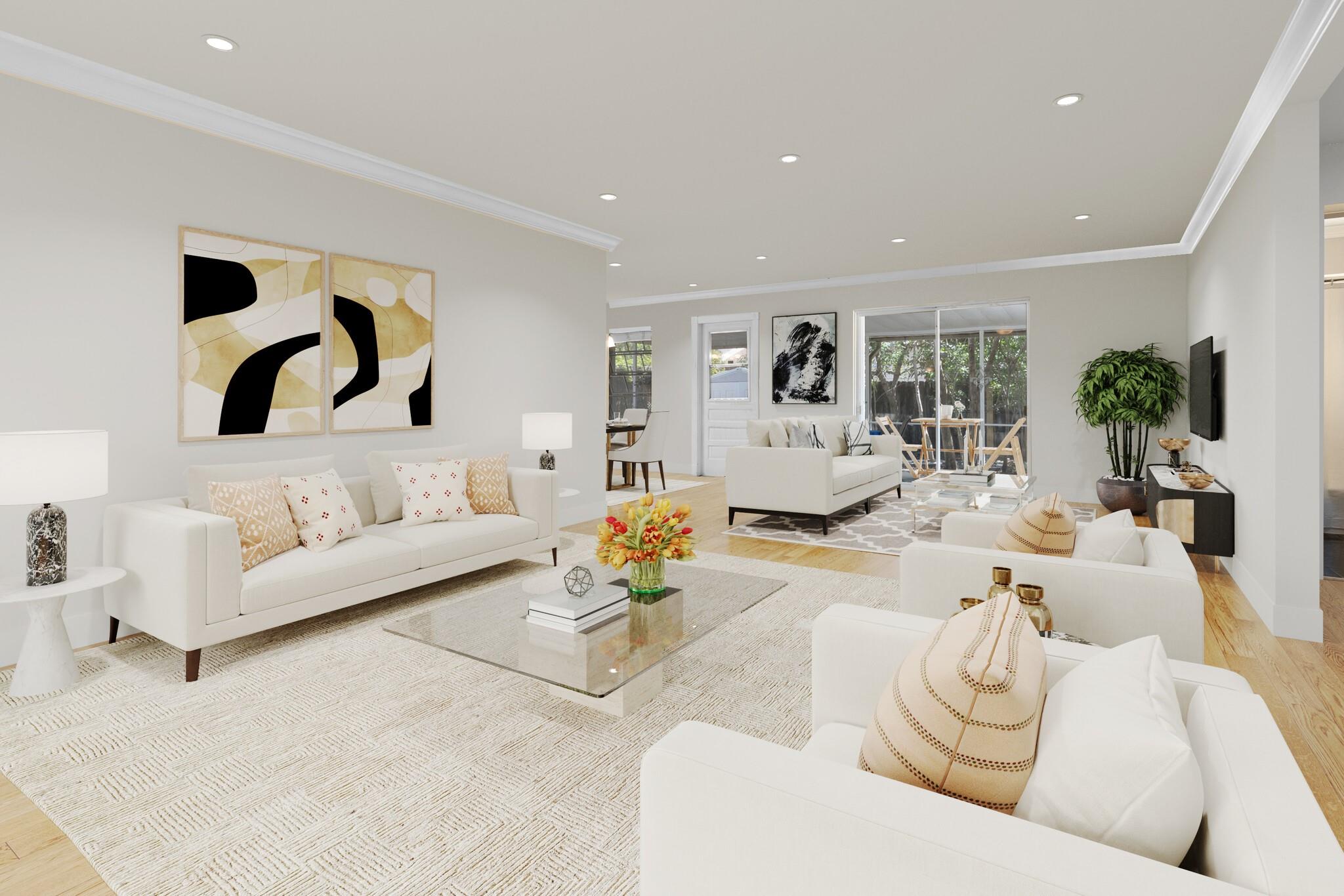 Virtually Staged Sitting & Living Room