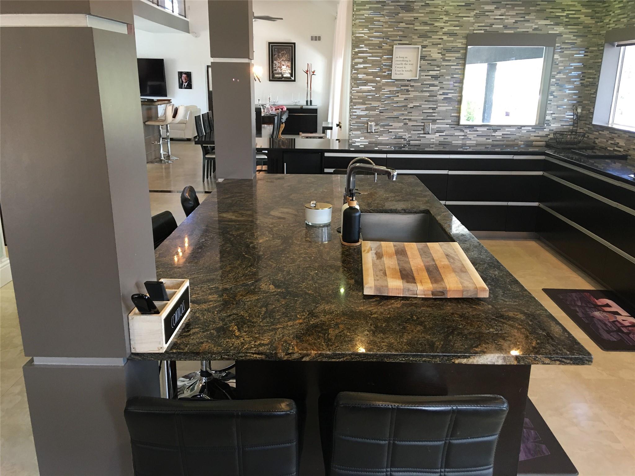 KITCHEN ISLAND WITH SINK- GRANITE TOP CABINETS