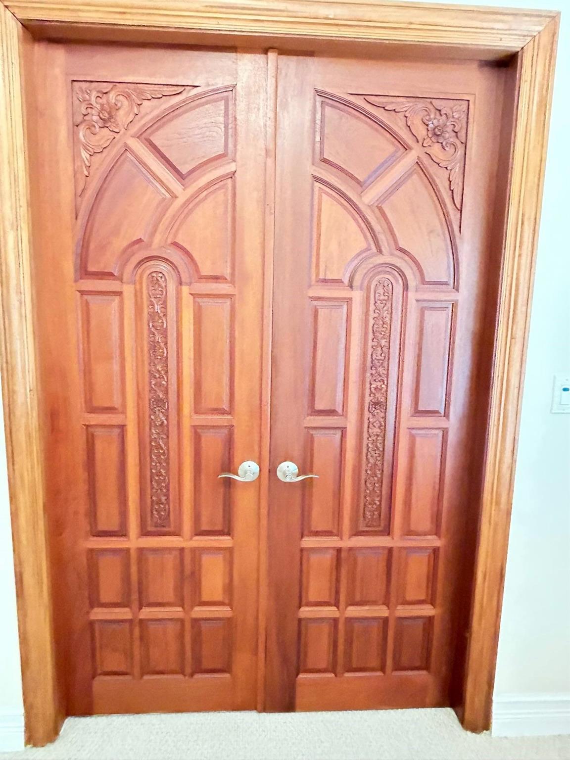 Teak entryway door