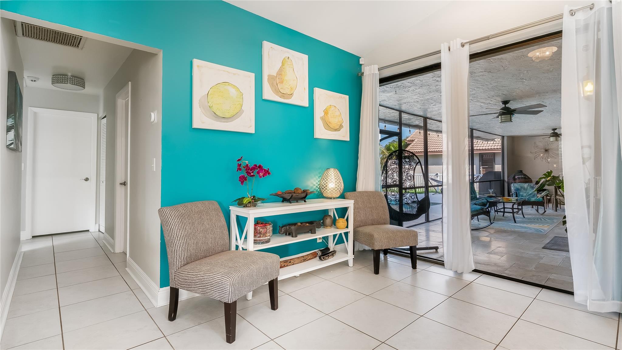 Sitting Area in Family Room leading to Patio