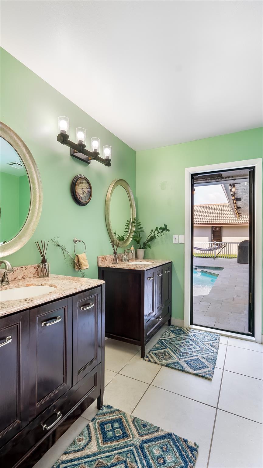 Cabana Bathroom leads directly to Pool/Spa/Patio/Backyard Area