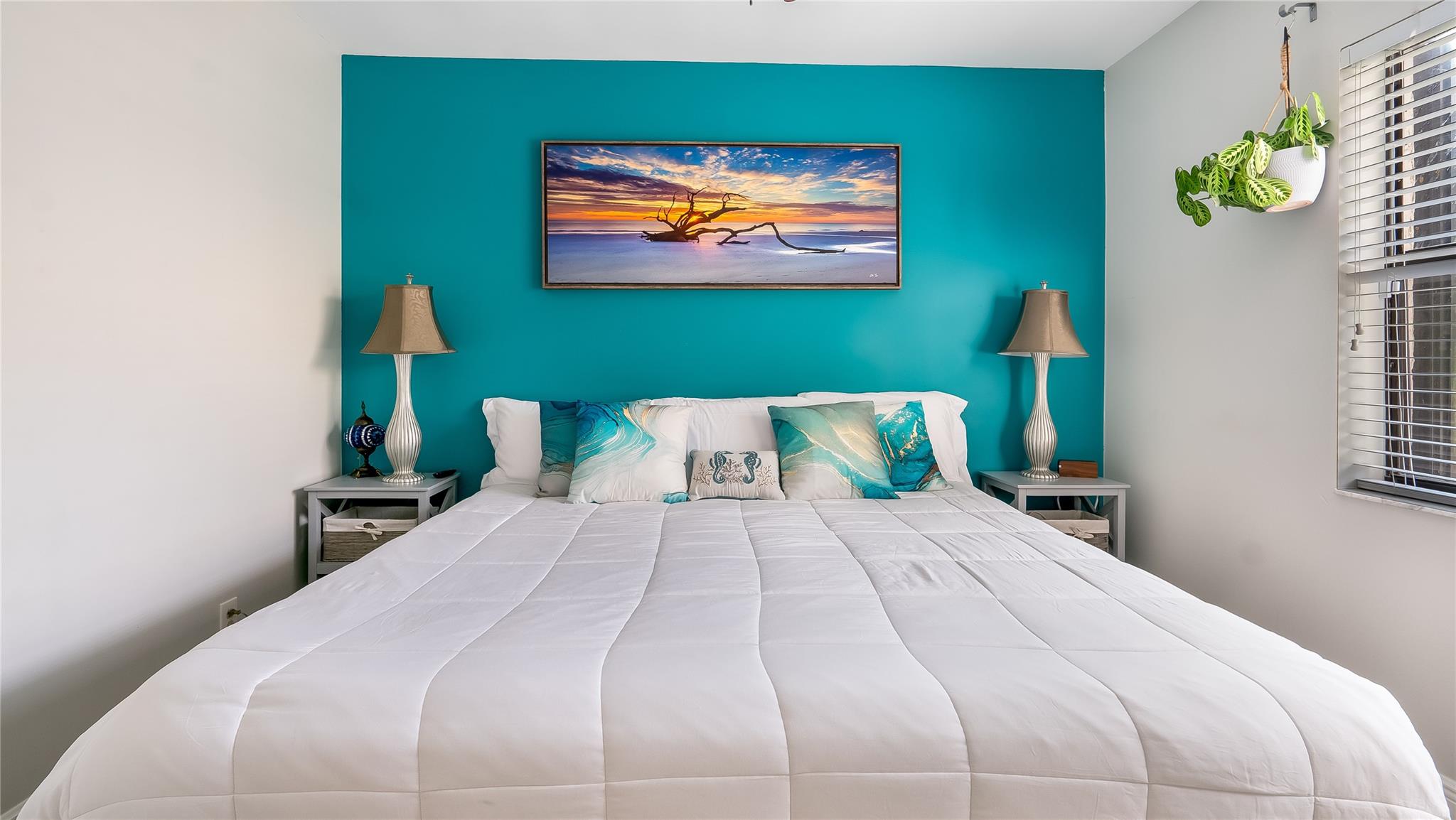 This king bed provides a luxurious resting place with room to spare!