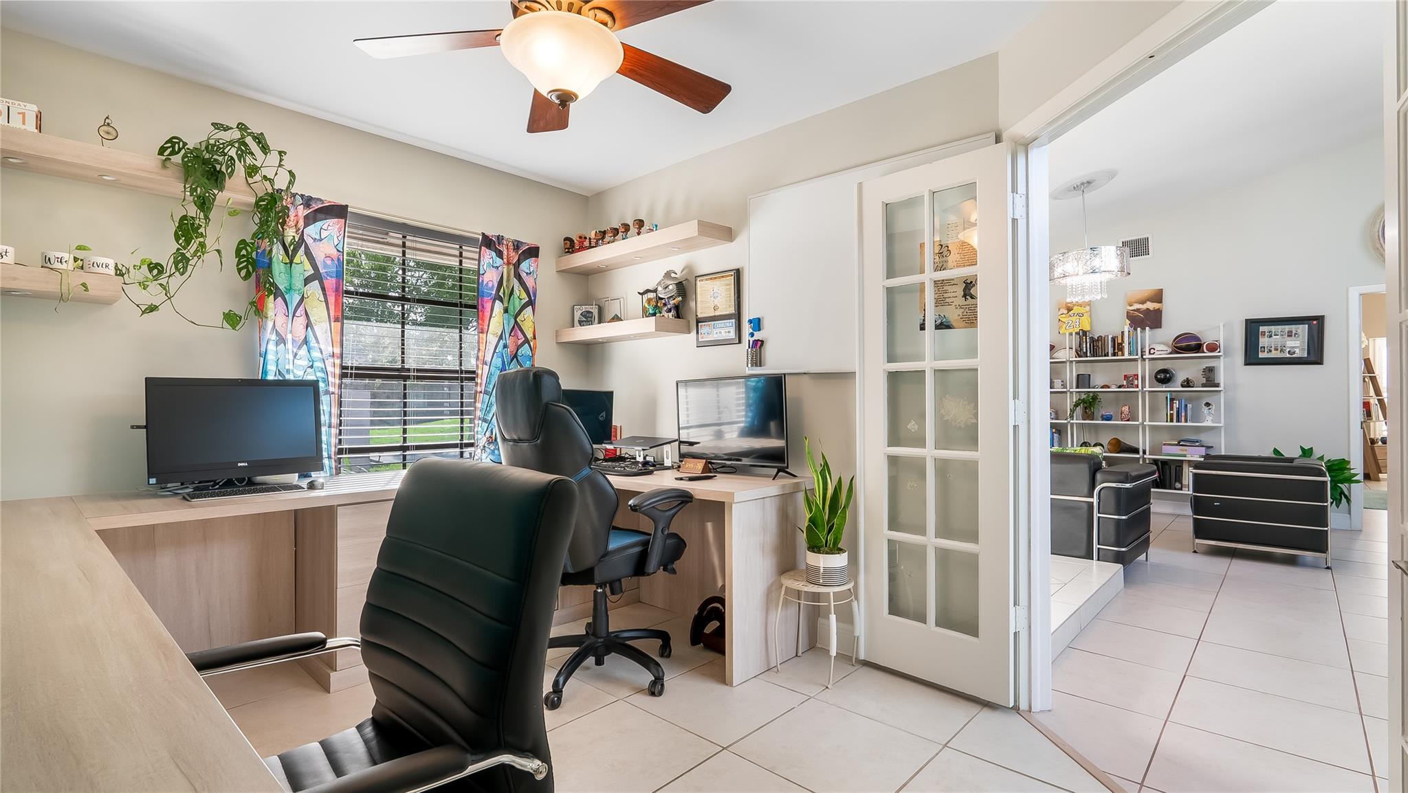 Luxury Home Office Haven
Step through the elegant French doors and discover a true work-from-home oasis in this impeccably designed custom office space. Blending sophistication with intelligent functionality, it provides the perfect upscale setting for focused productivity.