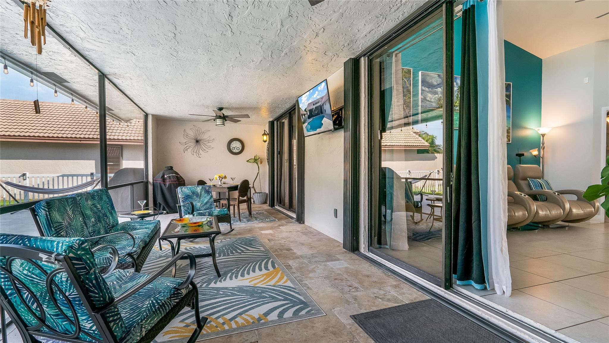 The spaciousness yet intimate enclosed patio creates an ambiance that transitions seamlessly from lively gatherings to tranquil​​‌​​​​‌​​‌‌​​​‌​​‌‌​‌​‌​‌​​​‌​‌​​‌‌‌​​‌ evenings.