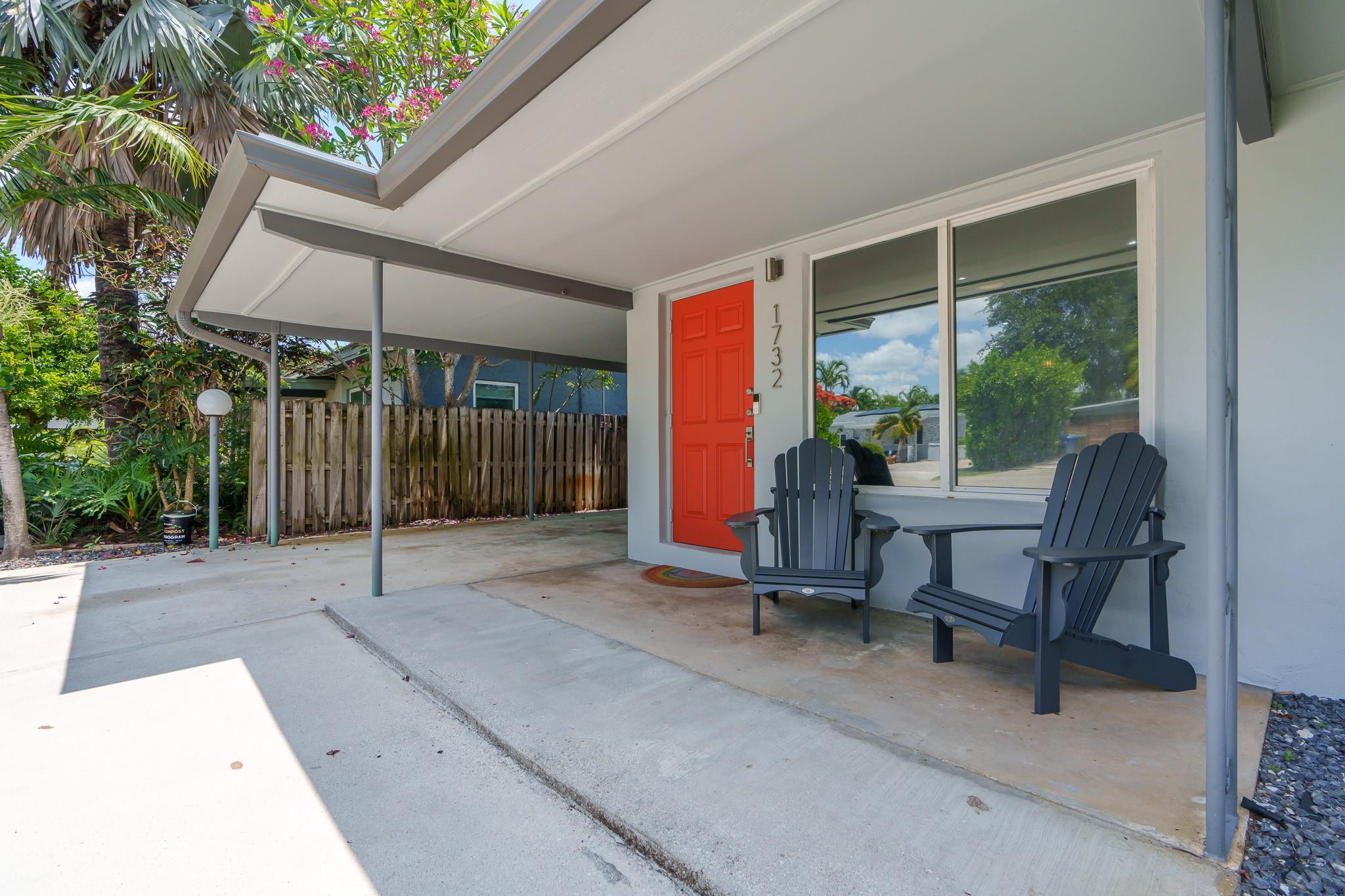 Room to park 5 cars easily and a nice front porch upon which to relax