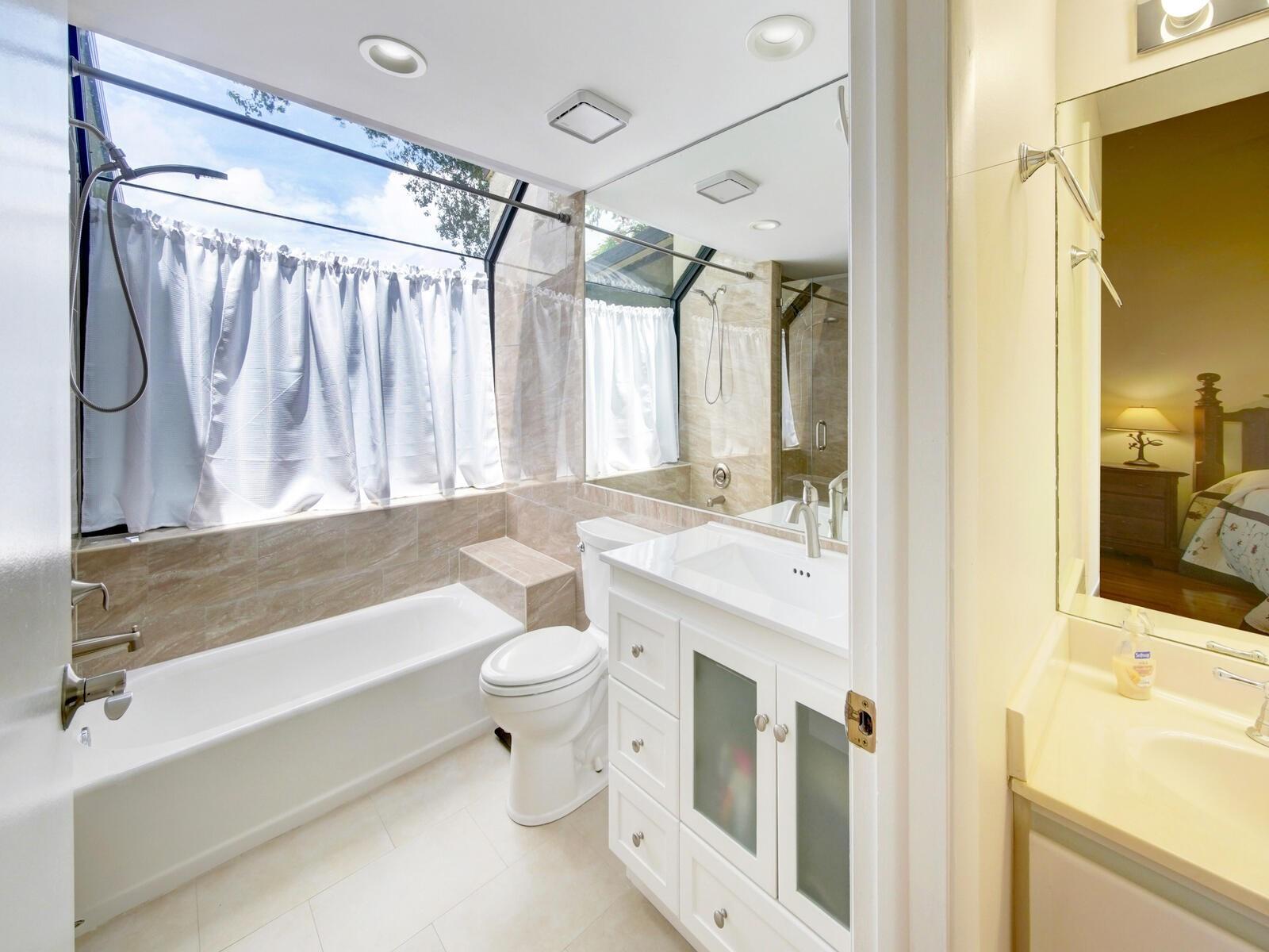 Master bath with new vanity and sink.