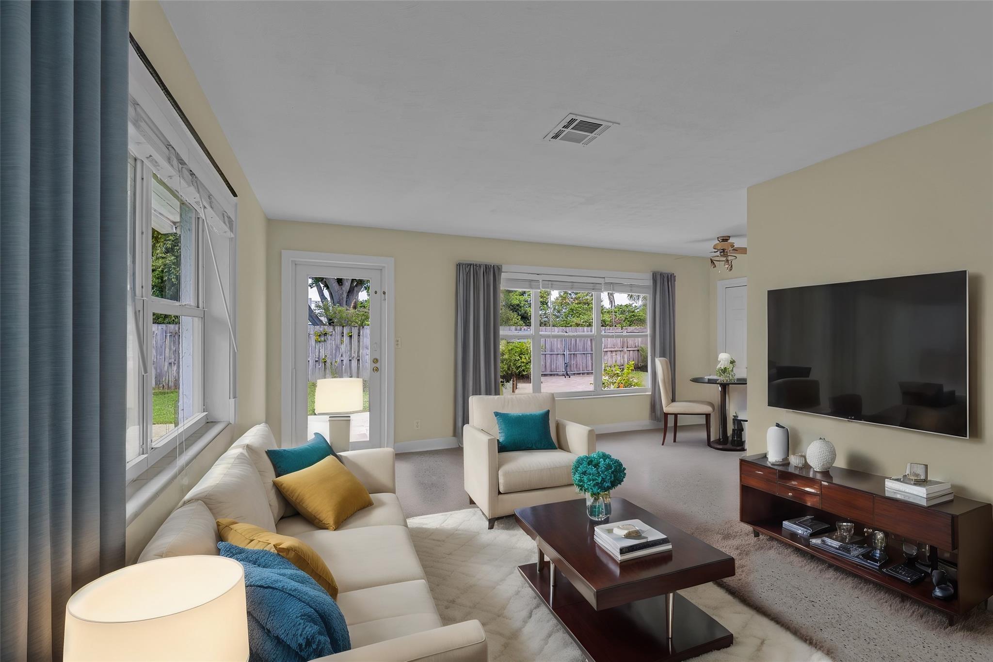 Virtually staged living and dining