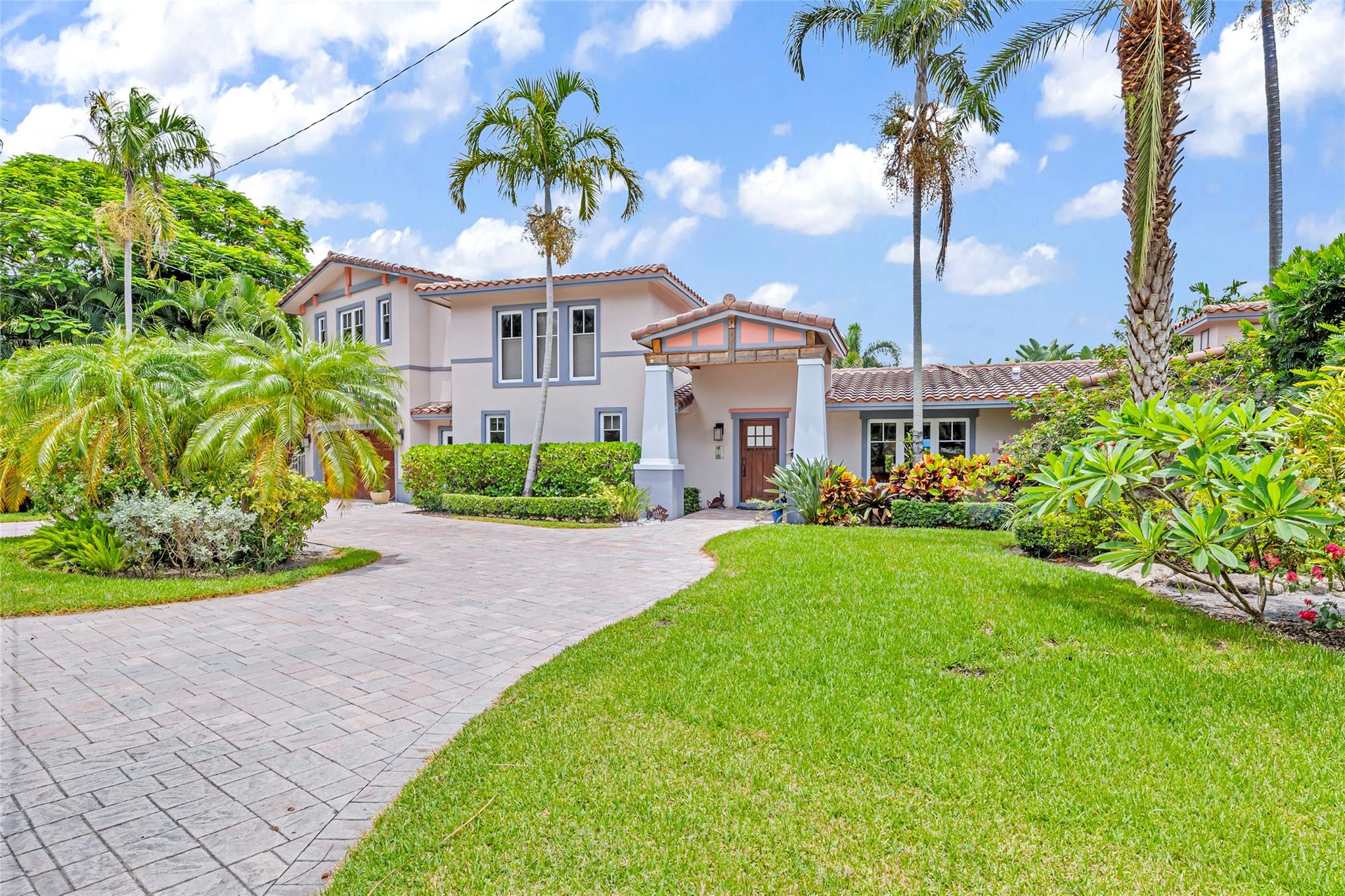 Circular Driveway and a two car garage