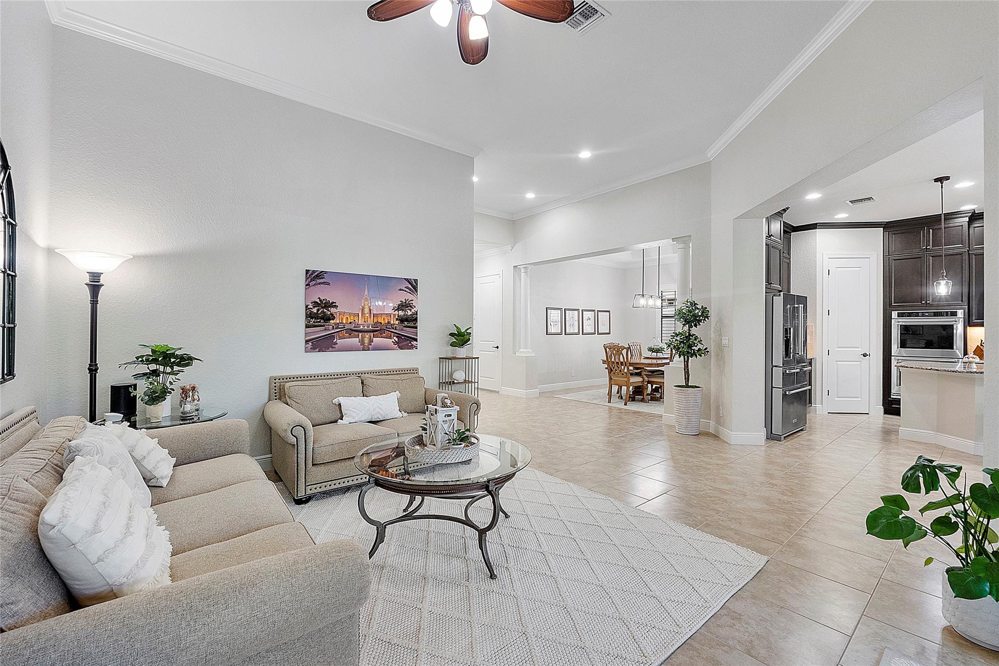 High ceilings & crown moldings, freshly painted,