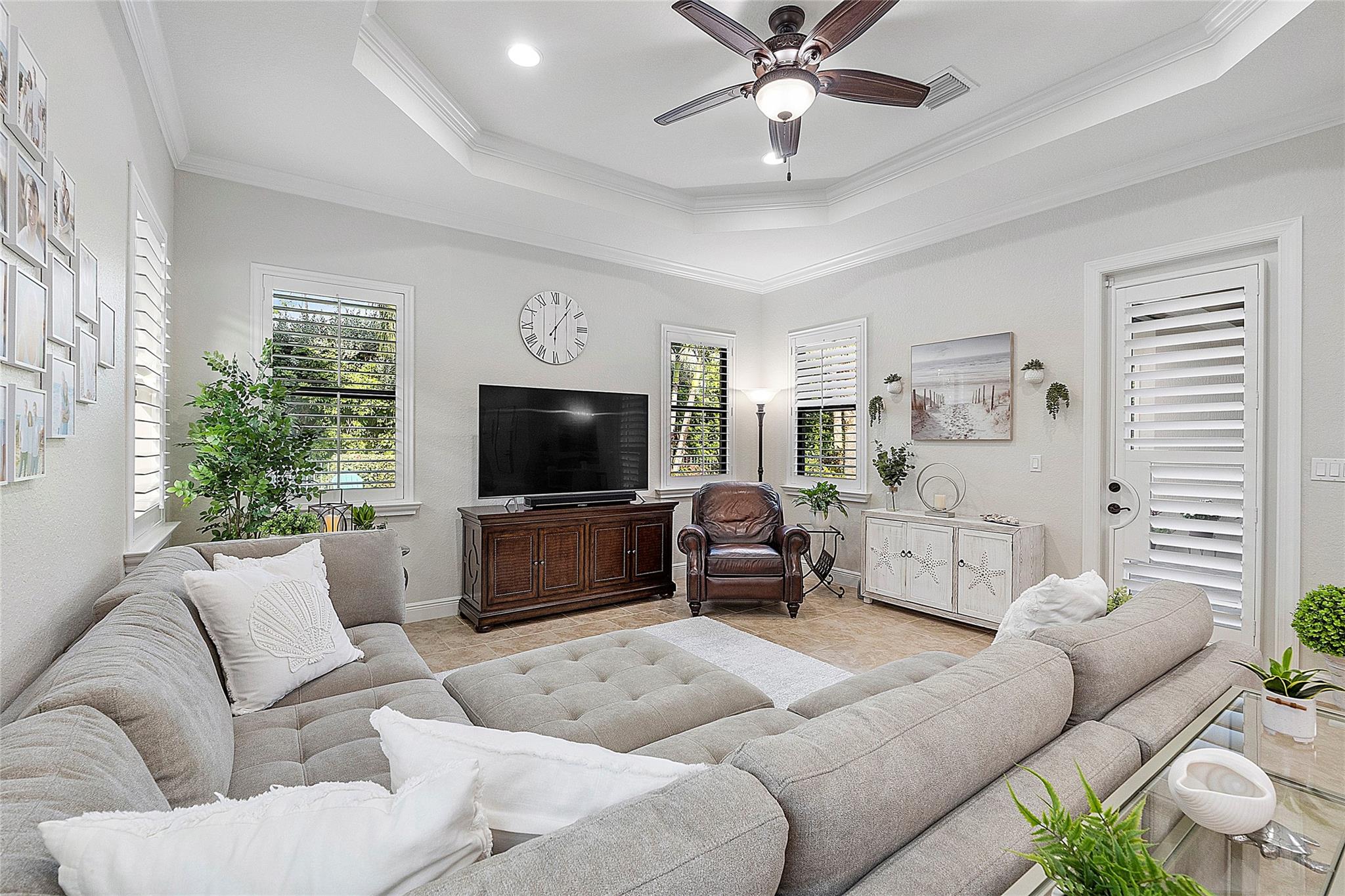 Relax in your coastal style family room and lets watch a movie!