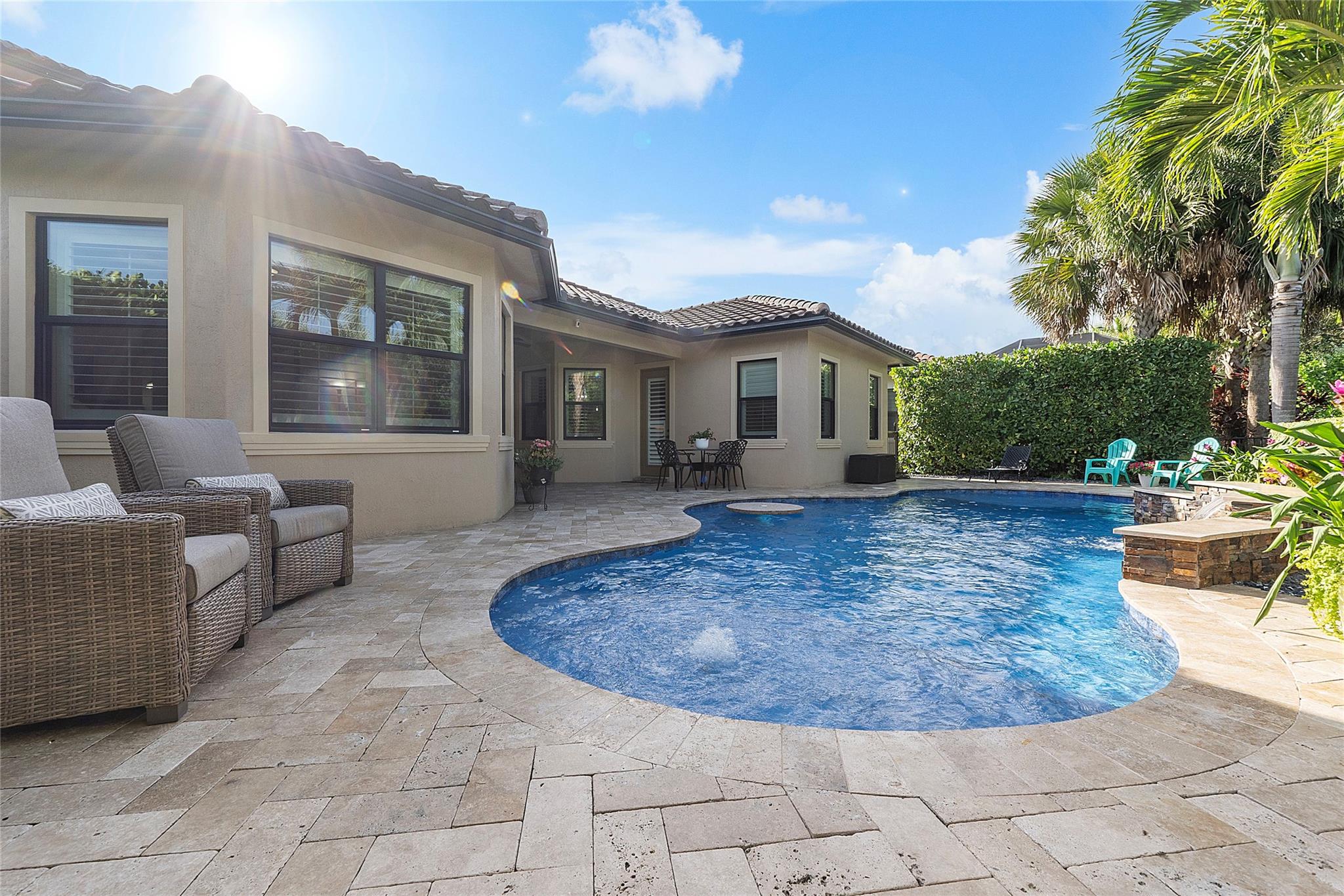 Travertine marble cool deck pavers, Ample space for BBQ