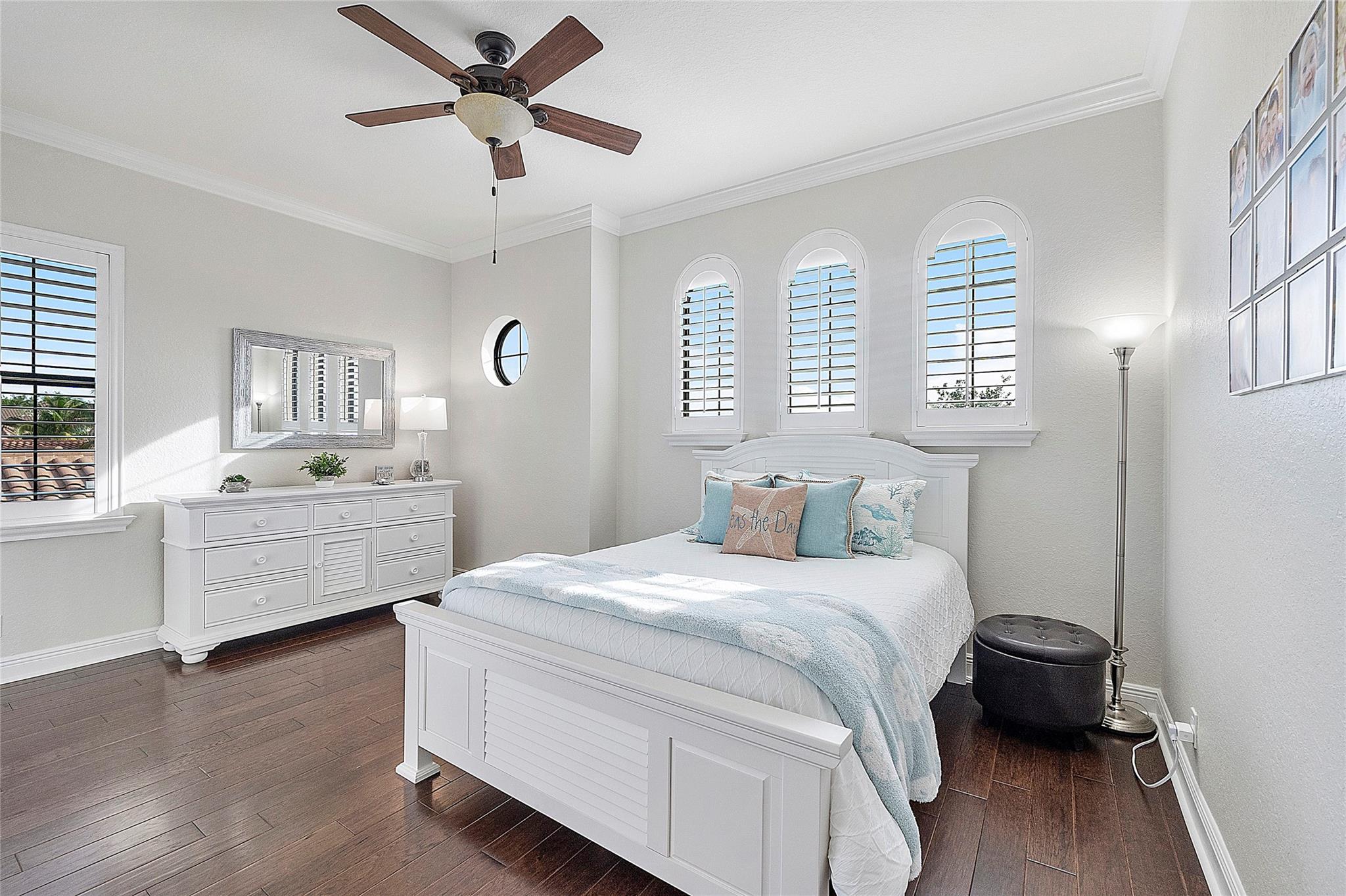 Large upstairs bedrooms with coastal decor