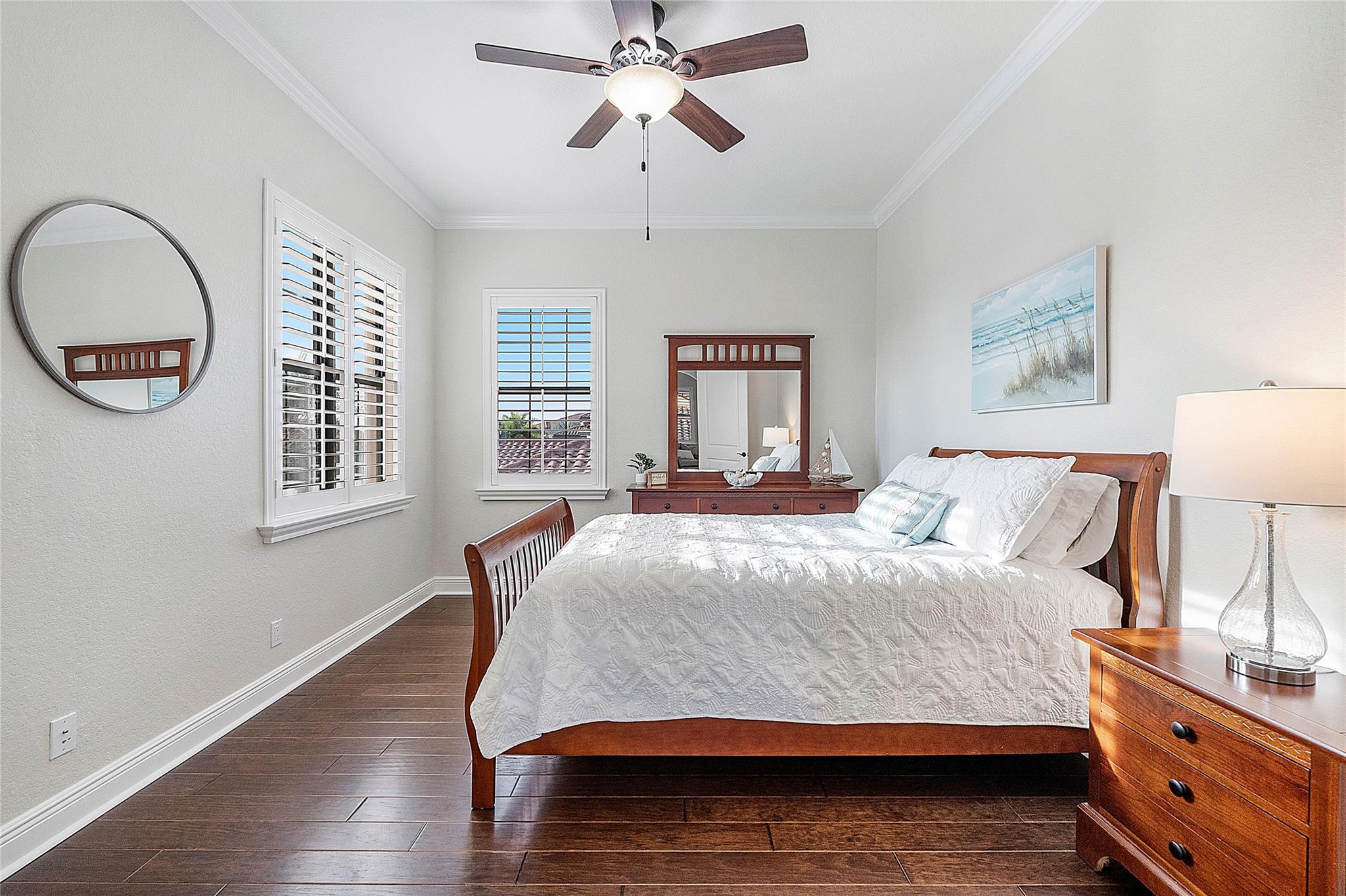 The 4th corner bedroom with corner twin window views, spacious upstairs bedrooms with Engineered porcelain plank flooring