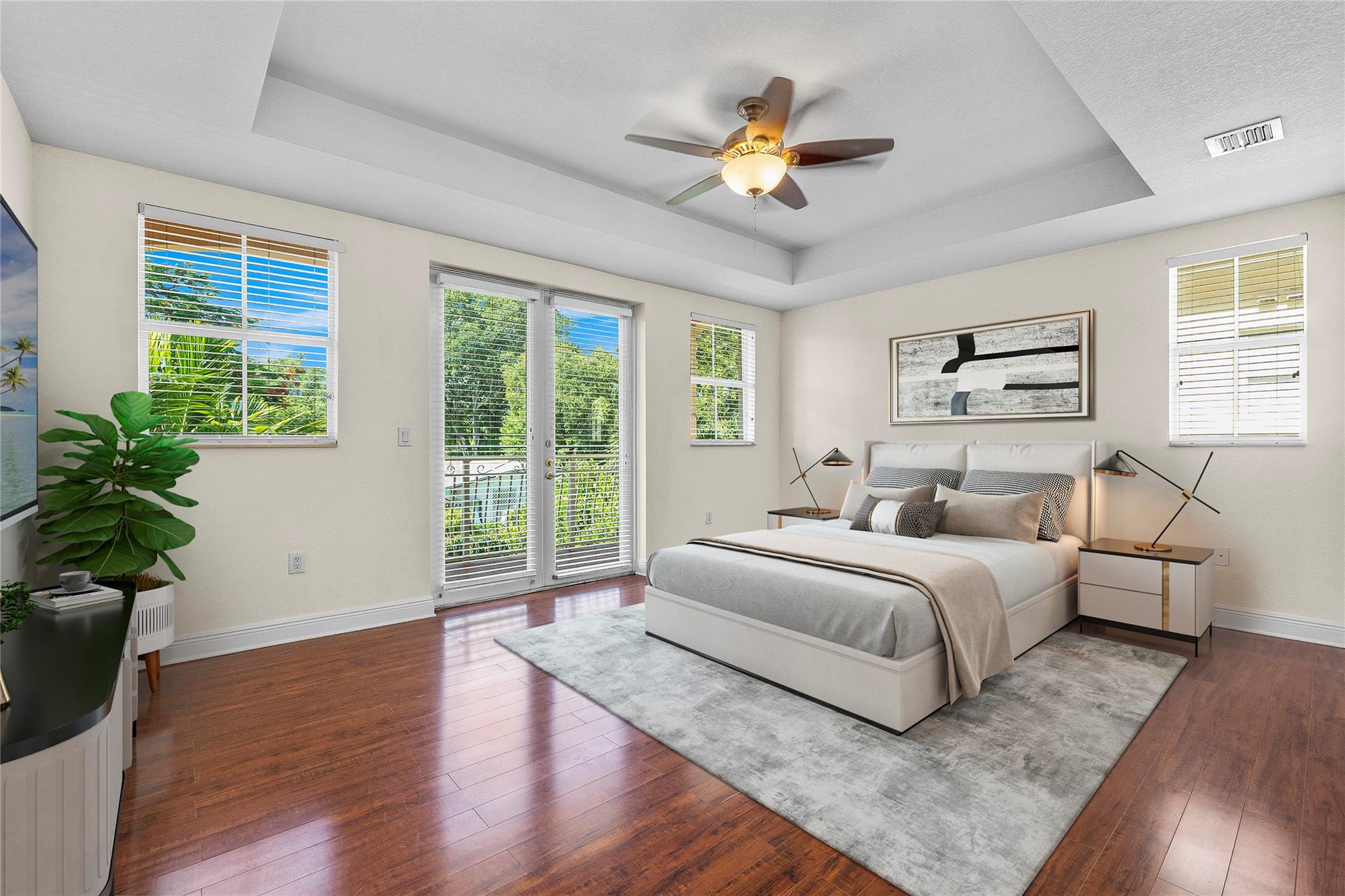 Virtually staged primary suite.