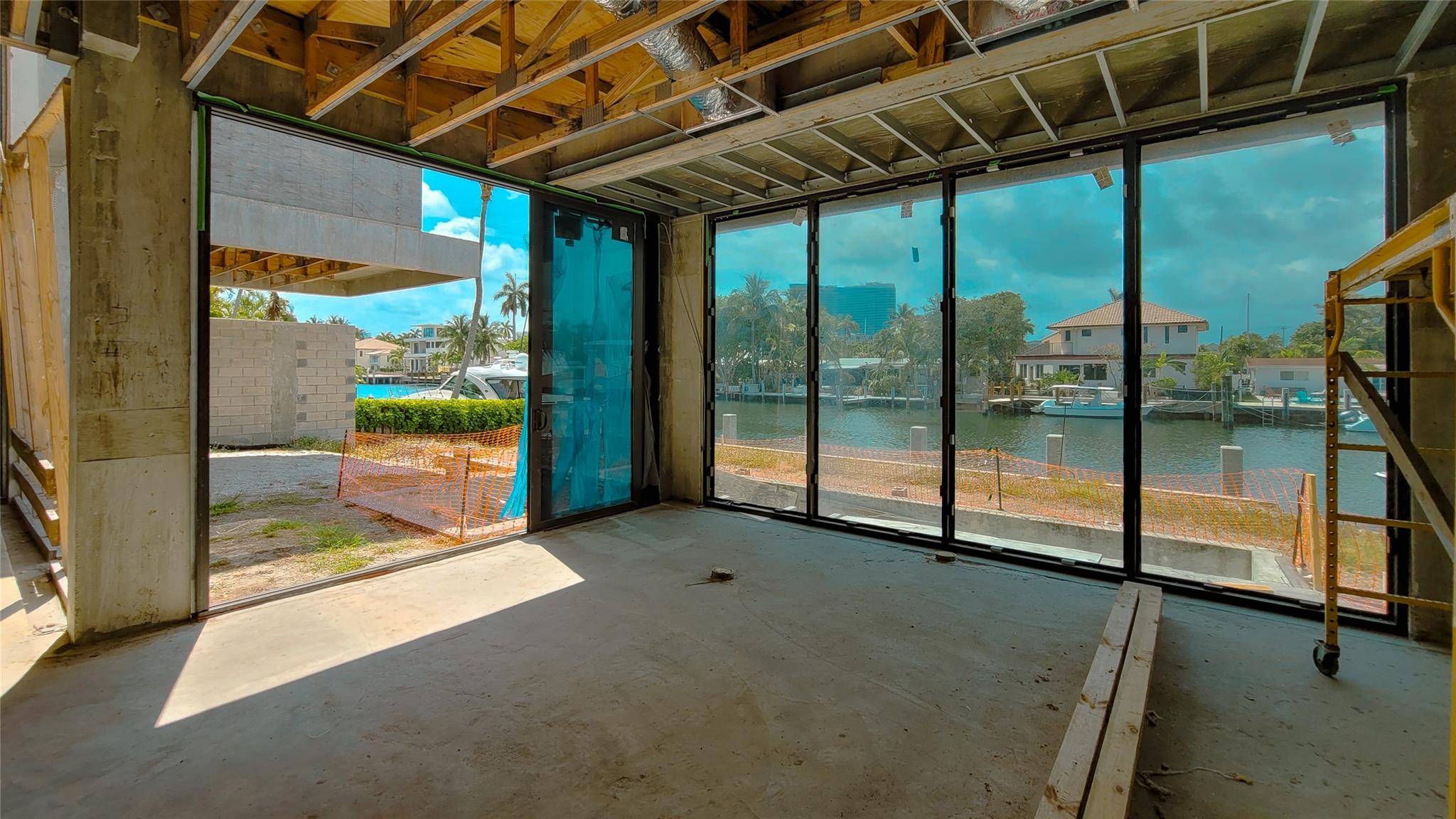 Triple Sliding Glass Door From Family Room to Pool Deck