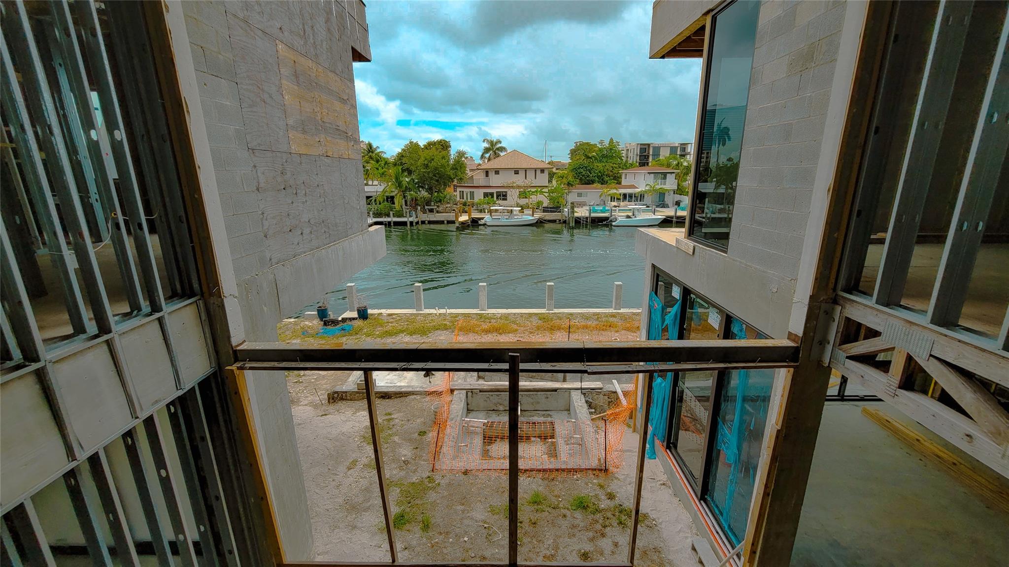 Pool and Canal Rear View From Upstairs Loft