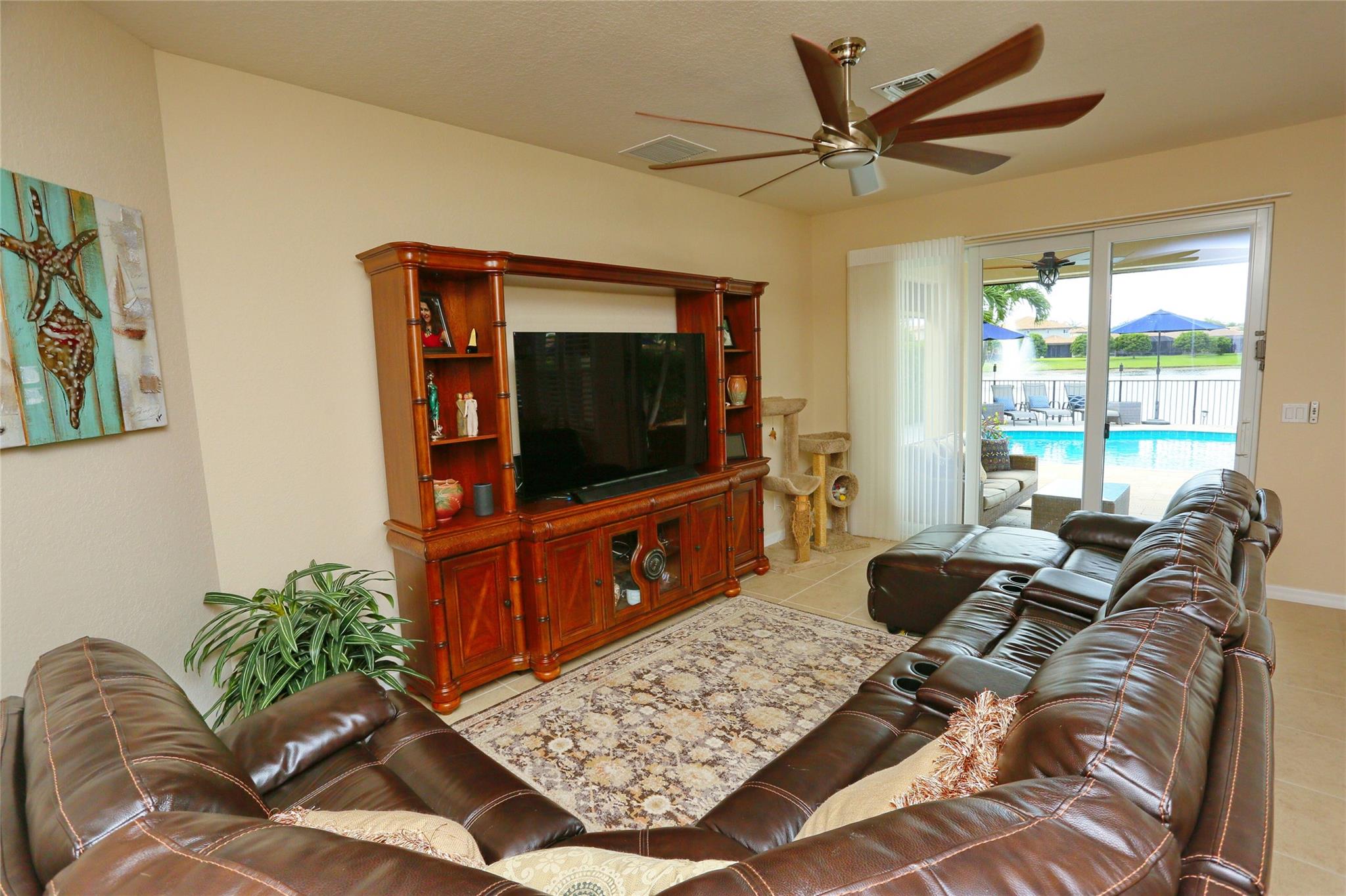 view of pool and lake