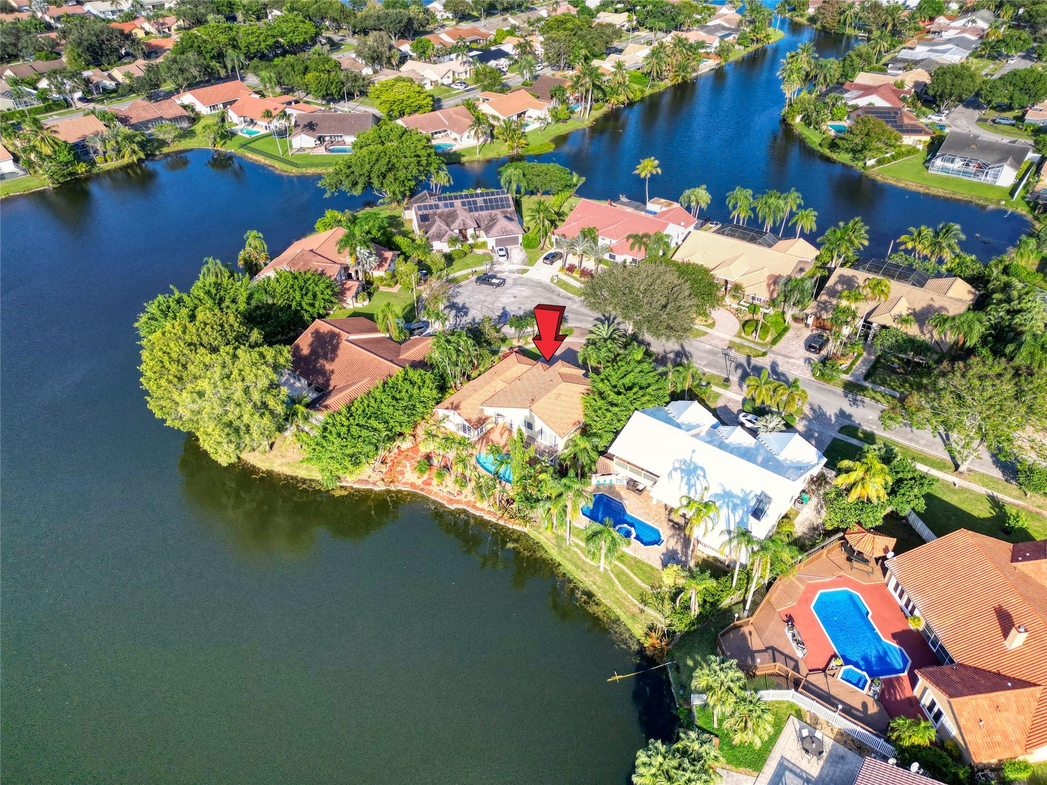 Lake front pool home