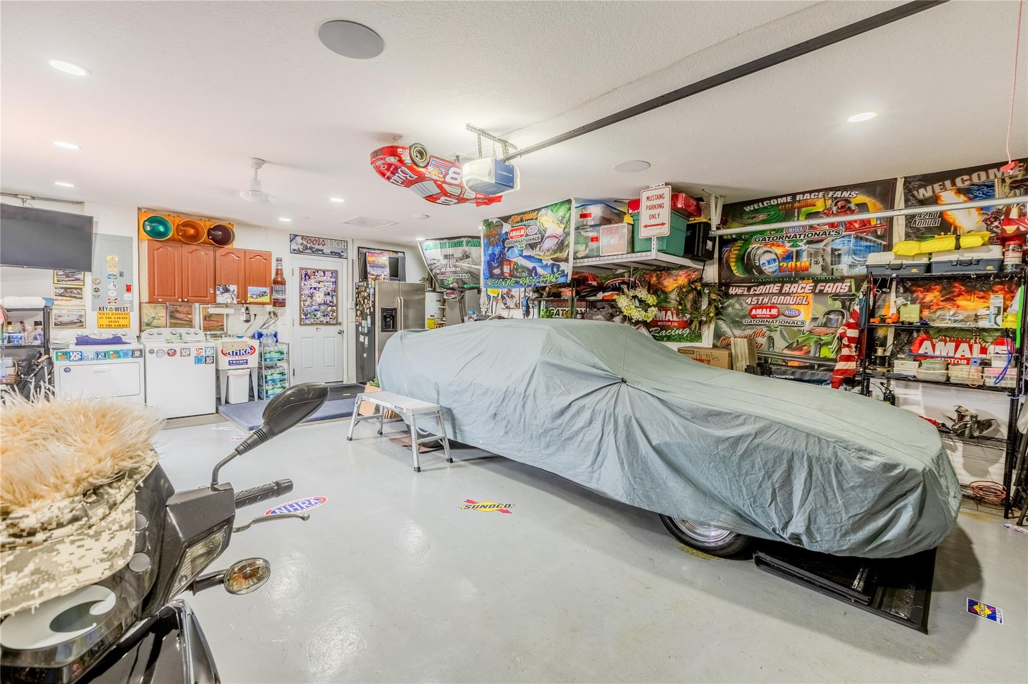 This is an extended 2+ car garage.