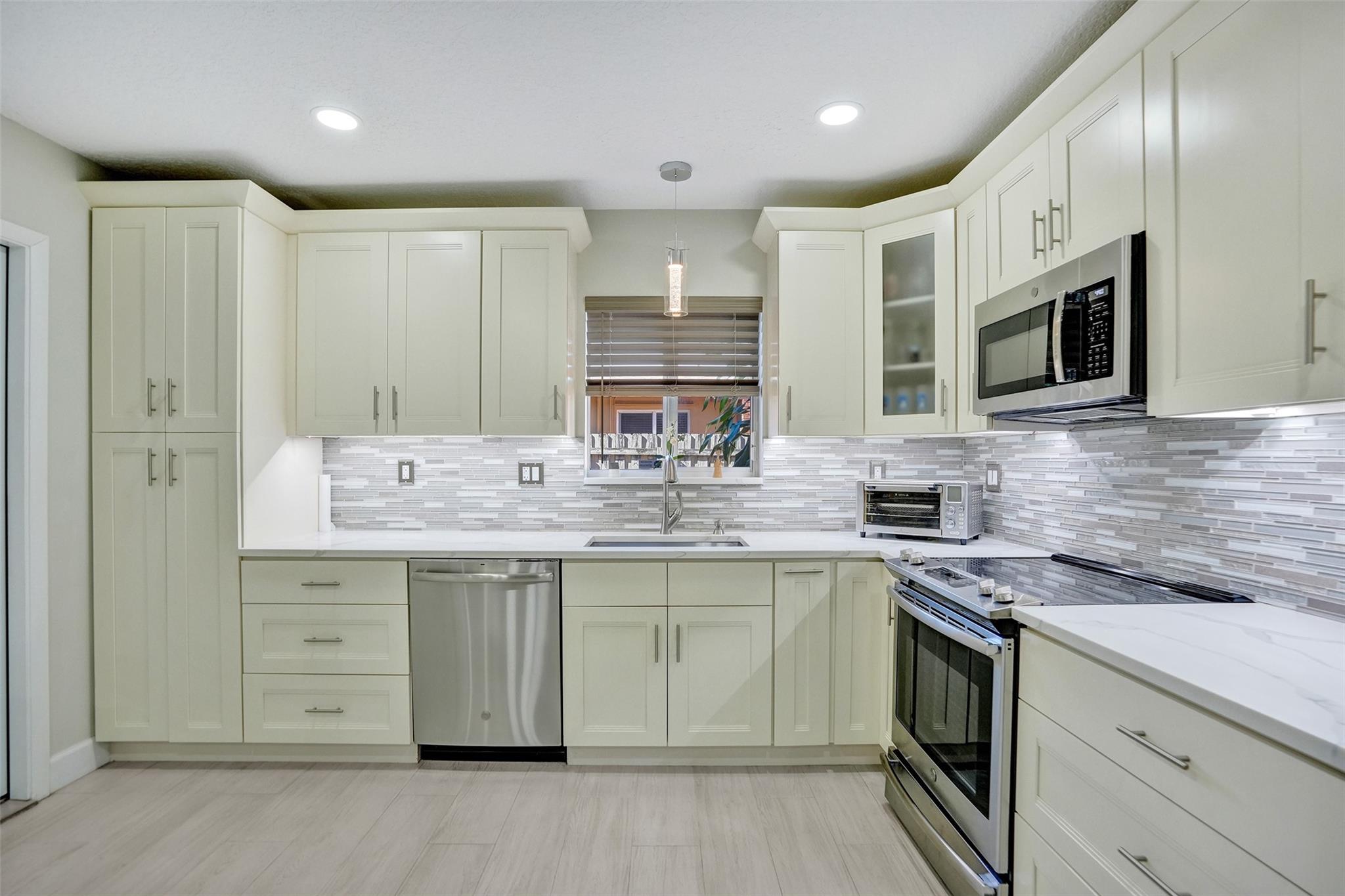 Enhanced with recessed and Undermount lighting