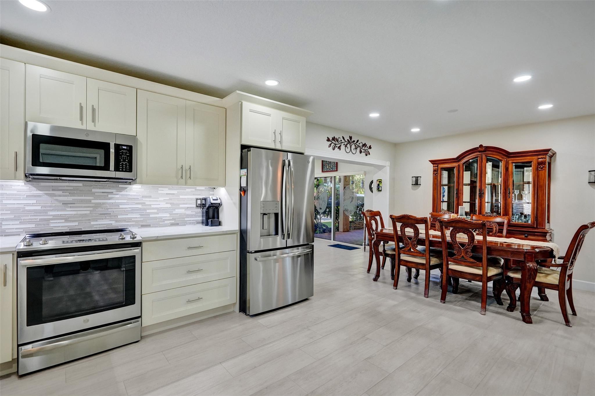 Kitchen open to dining area