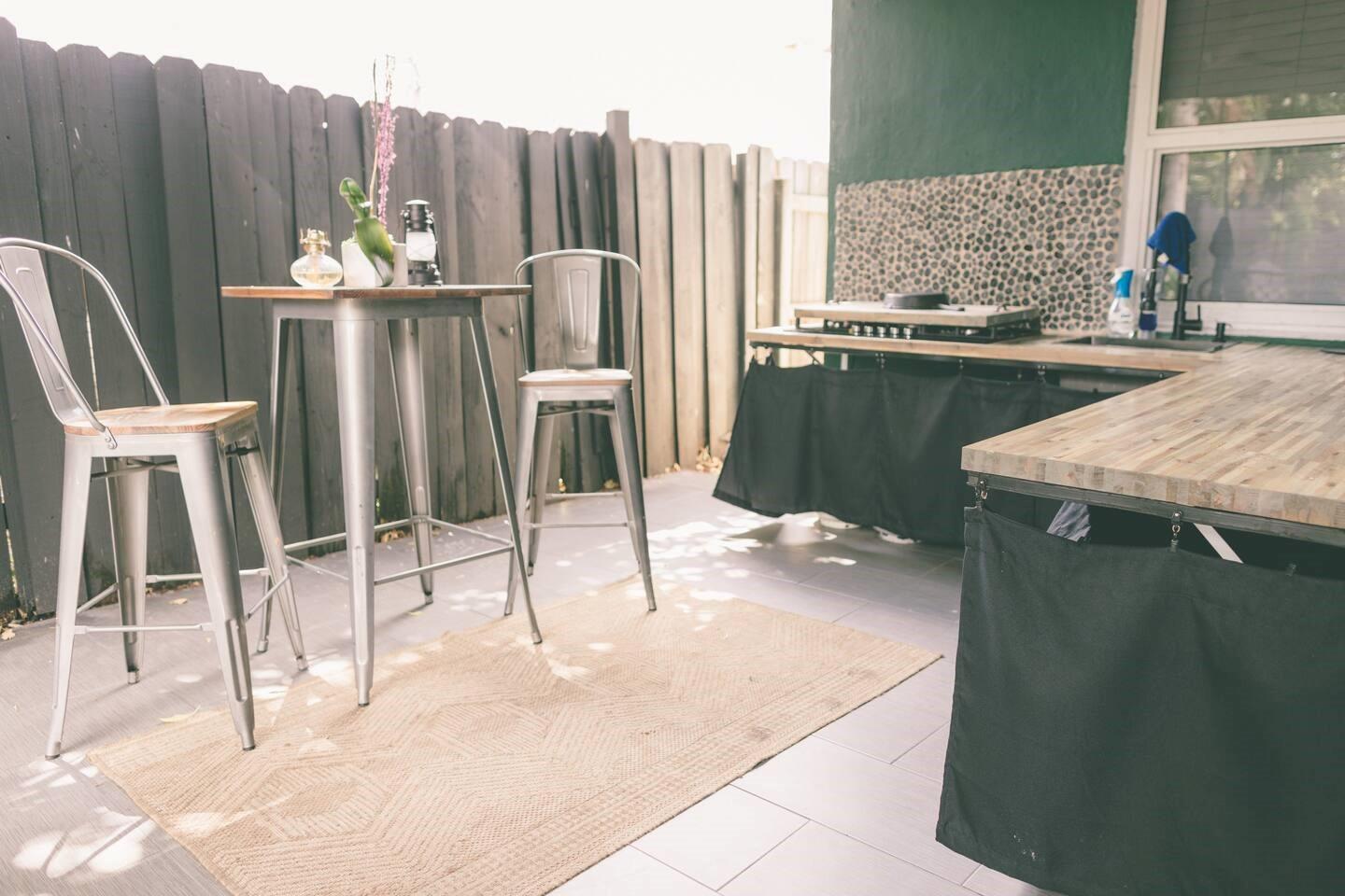 Outdoor Kitchen and Dining Area